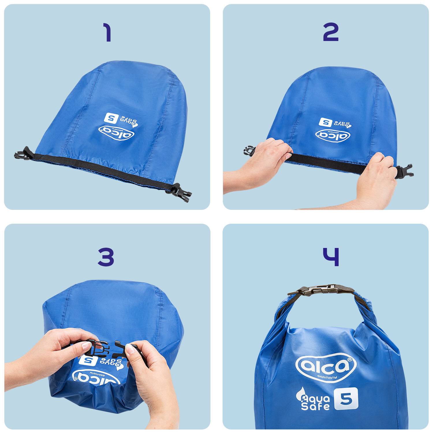 alca® Dry Bag wasserdichter Packsack - 5L Roll-Top Verschluss, wasserdichter Rucksack, Outdoor Tasche