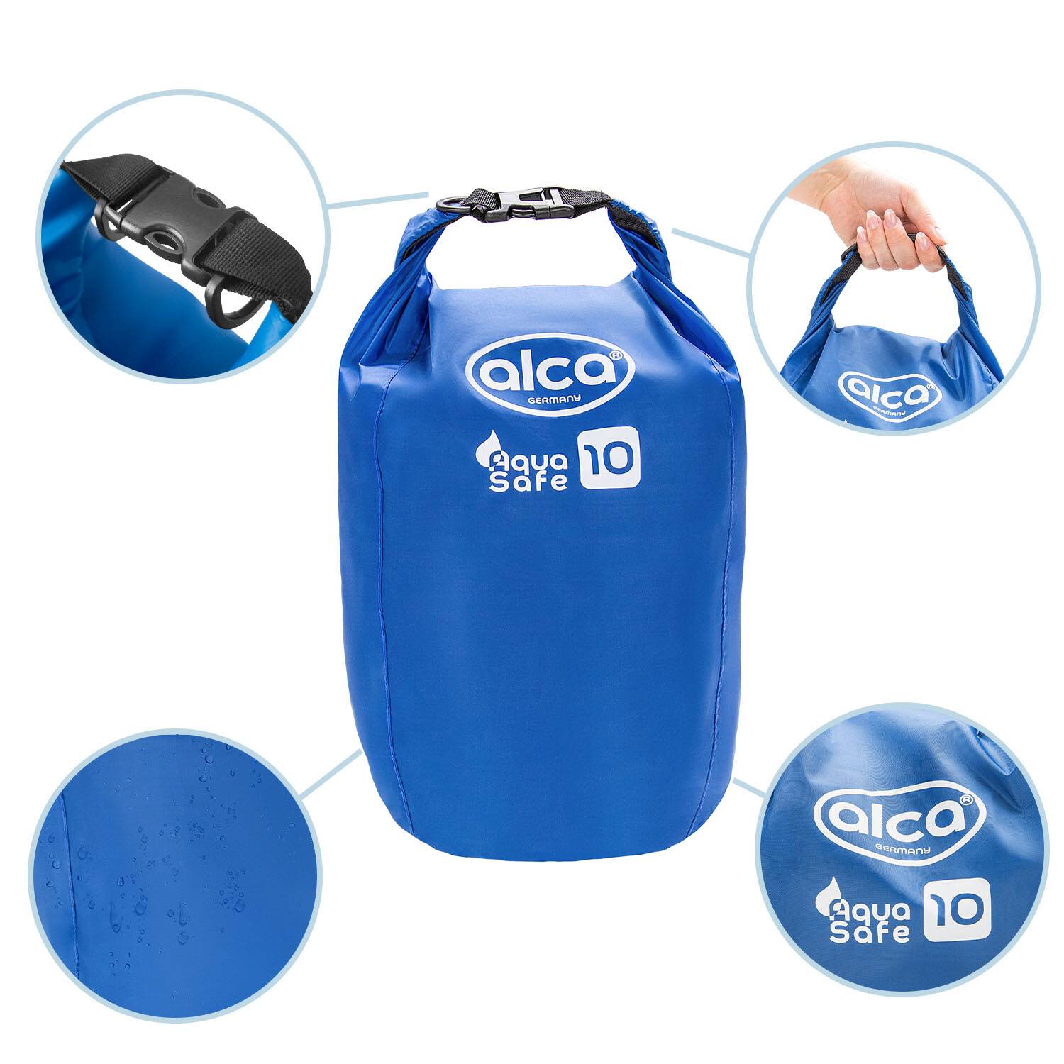 alca® Dry Bag wasserdichter Packsack - 10L Roll-Top Verschluss, wasserdichter Rucksack, Outdoor Tasche