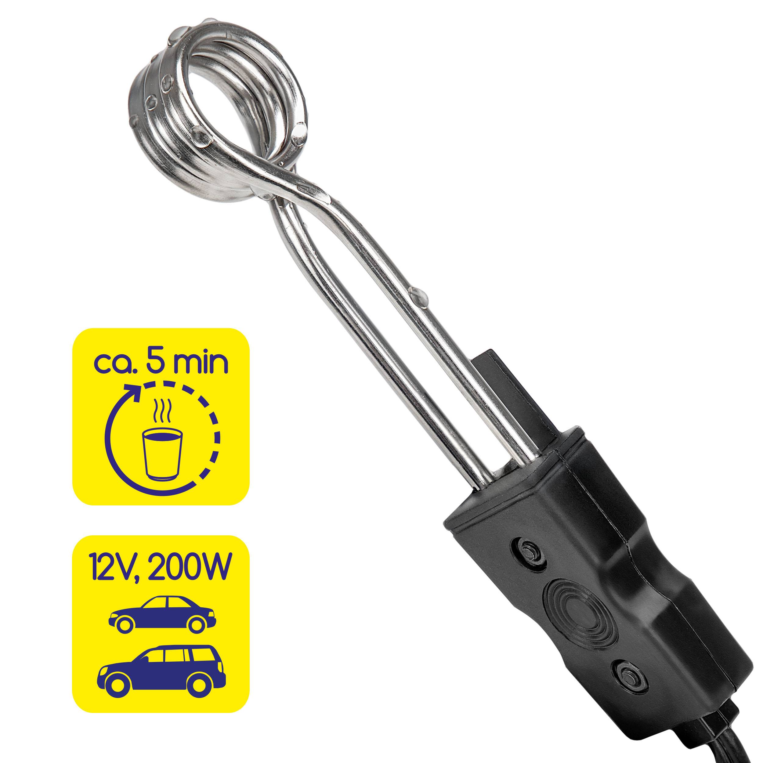alca® Tauchsieder für 12 V und 120 W Bordsteckdose mit 90 cm Kabel im Auto Heizspirale zum schnellen Erhitzen von Wasser
