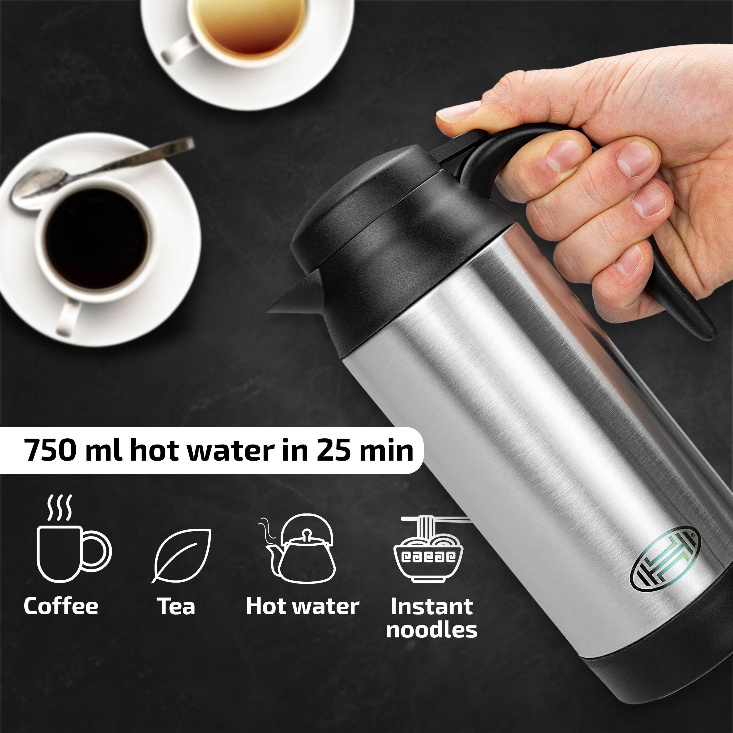 HEYNER® Reisewasserkocher 12V Auto elektr. Wasserkocher Reise Edelstahl Elektrisch Warmhaltefunktion ml Heizbecher I