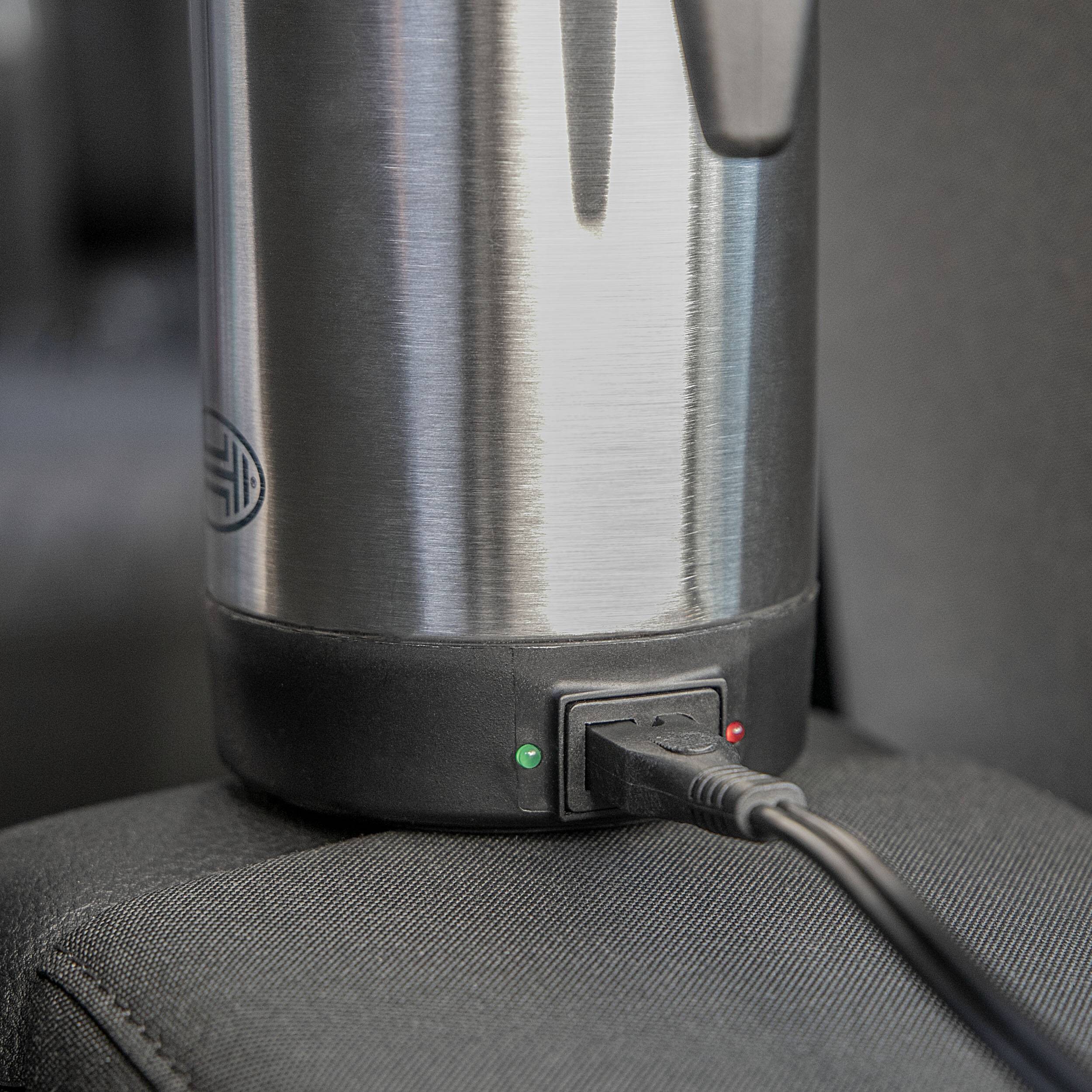 HEYNER® Wasserkocher mit 12 V, 120W, 700ml und Warmhaltefunktion Reisekocher ist doppelwandig isoliert mit