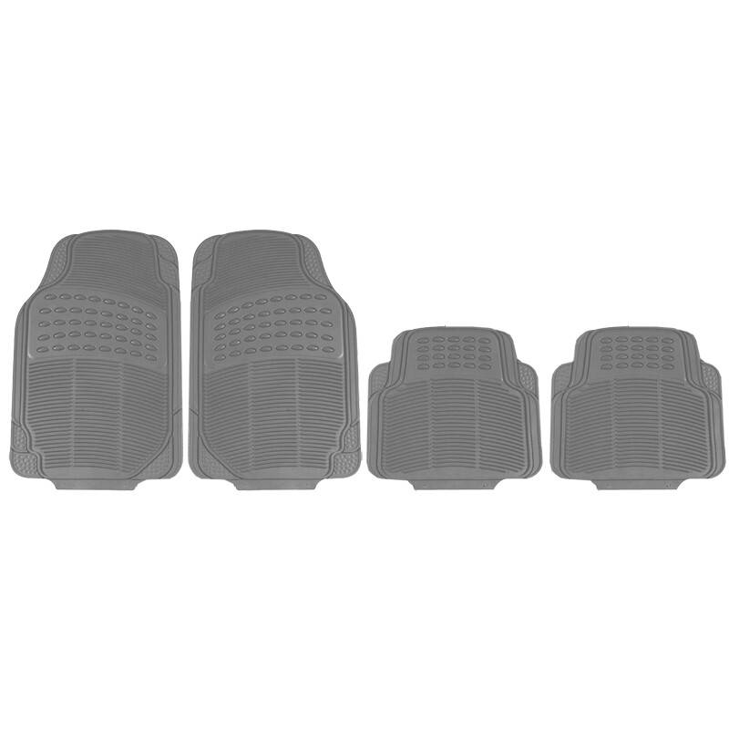 HEYNER® Fußmatten, grau, 4-teilig, für Auto passend zuschneidbar geruchsneutrales TPR, rutschhemmend durch