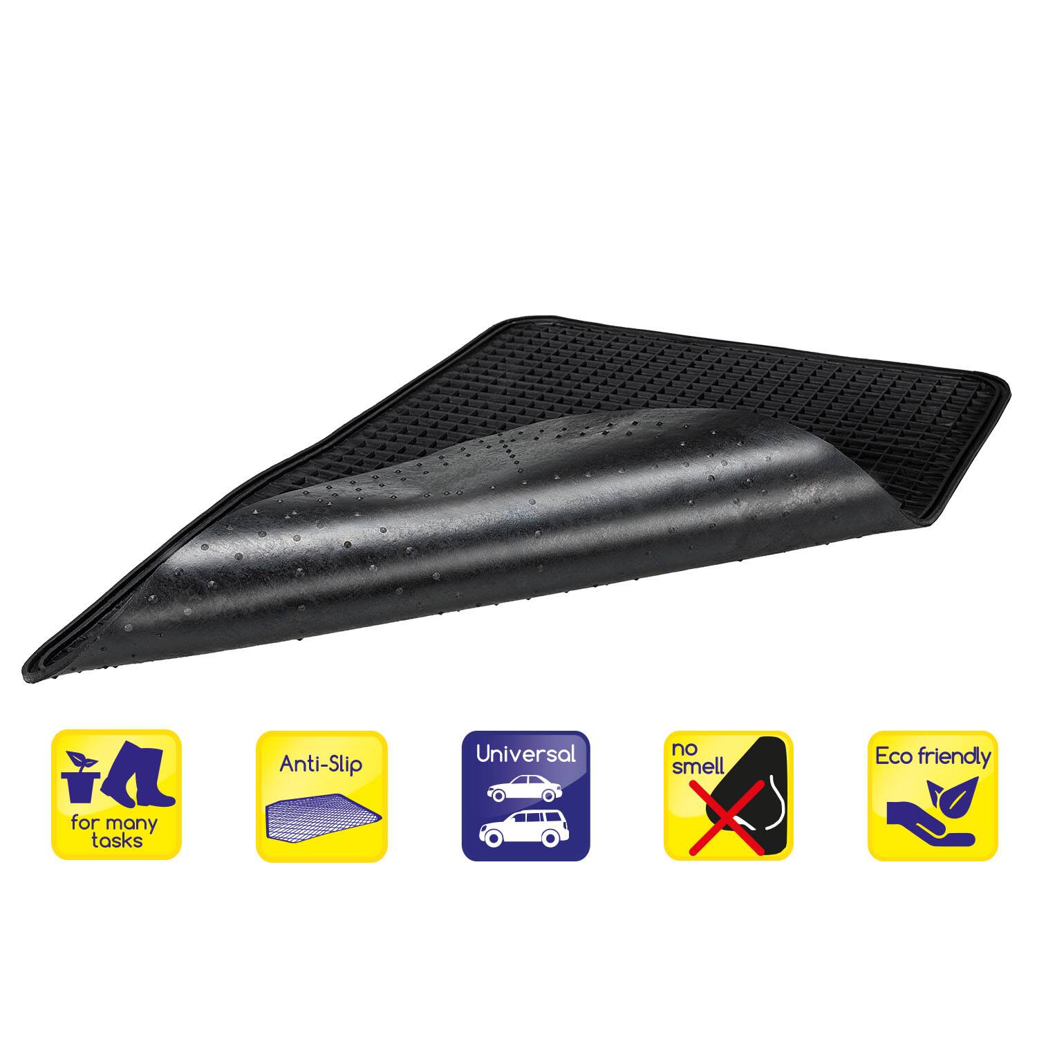 alca® Gummimatte 34×51 cm, flexible Auto Fußmatte, rutschfest Naturgummi geruchsarm, Anti‑Rutsch‑Noppen