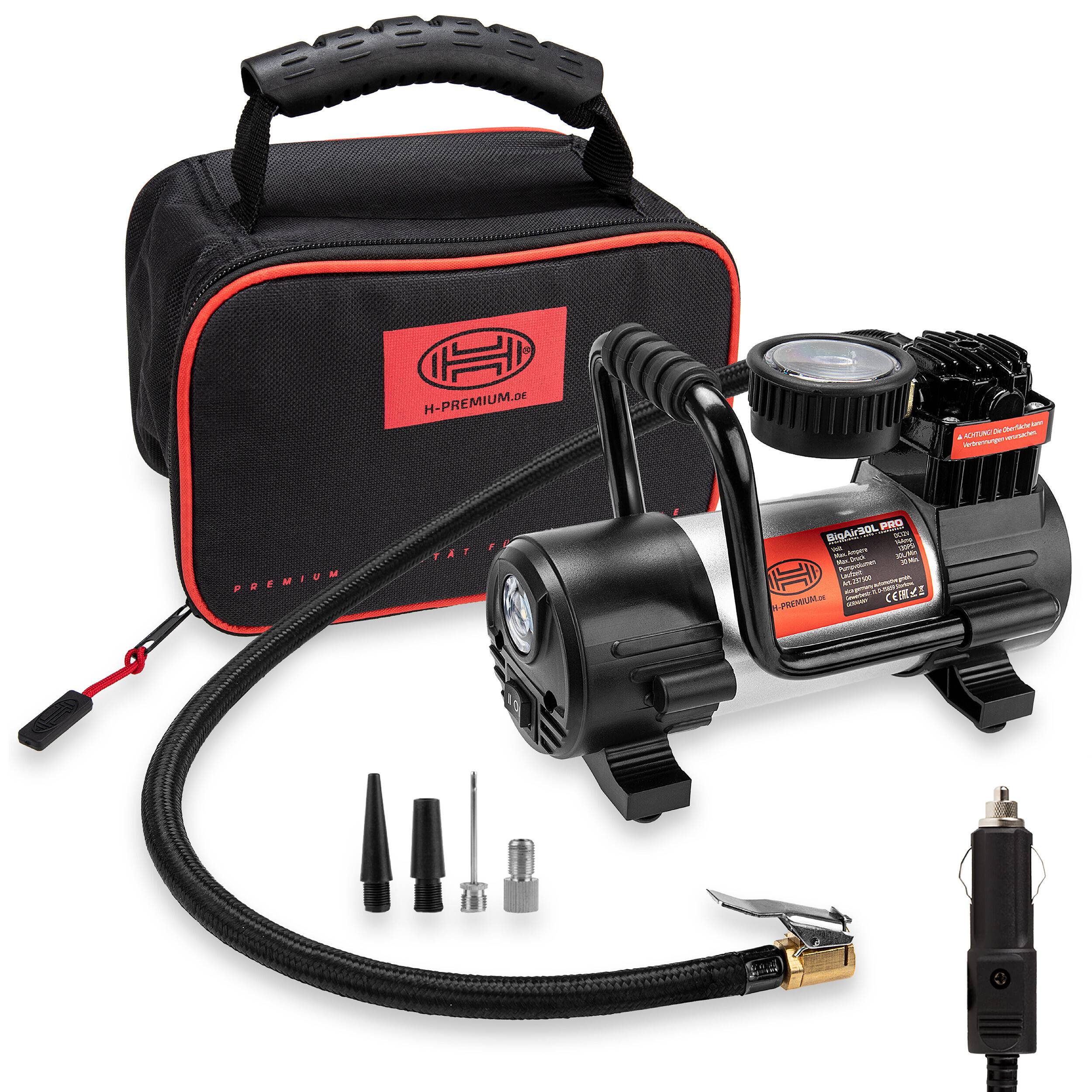 HEYNER®Auto Kompressor 12V elektrische Luftpumpe tragbarer Kompressor 9 bar, mit LED Beleuchtung