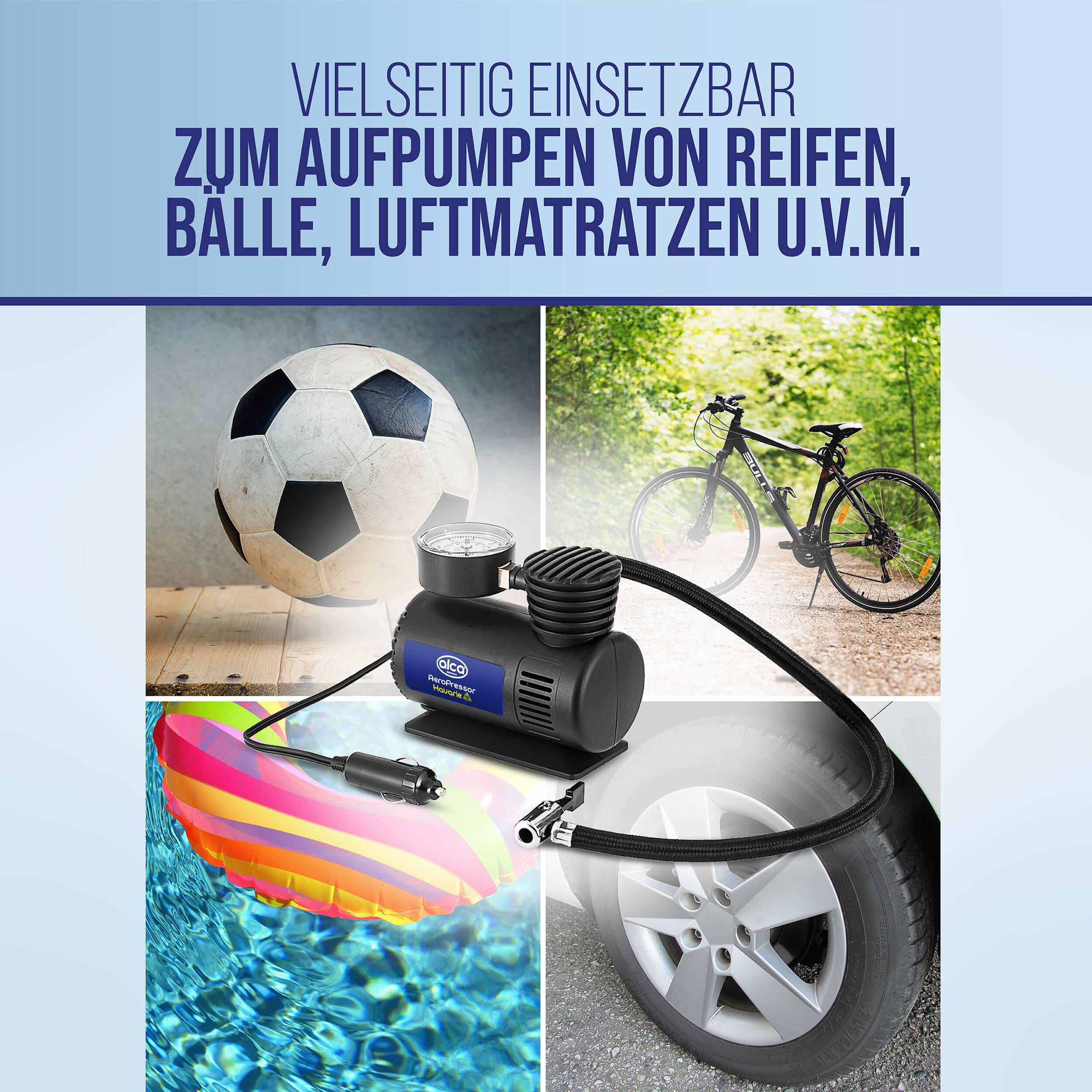 alca® Mini Auto Kompressor, elektrische Luftpumpe, tragbarer Luftkompressor, 12V, 17 bar