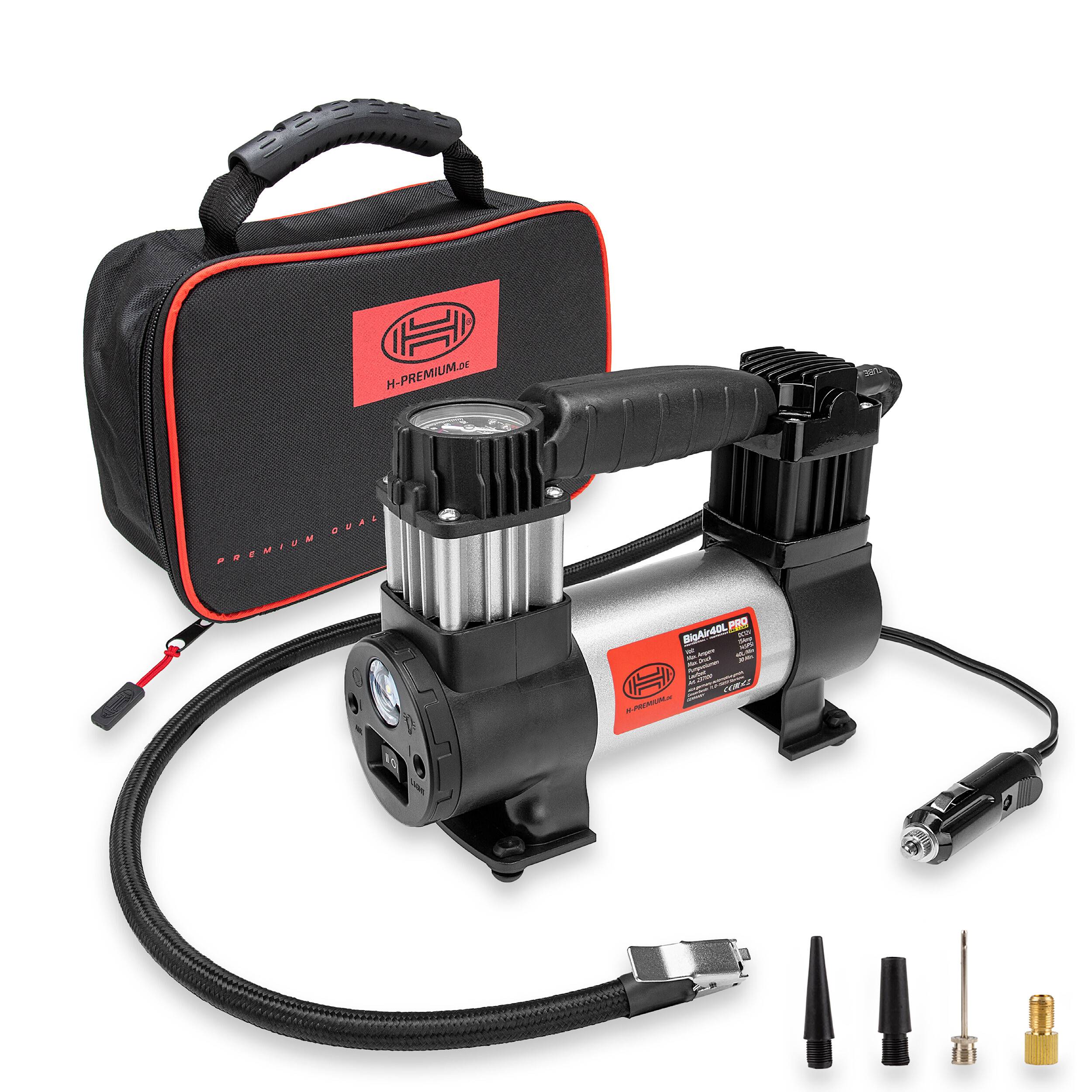 HEYNER® Auto Kompressor elektrische Luftpumpe minikompressor 10 bar 12V LED Beleuchtung