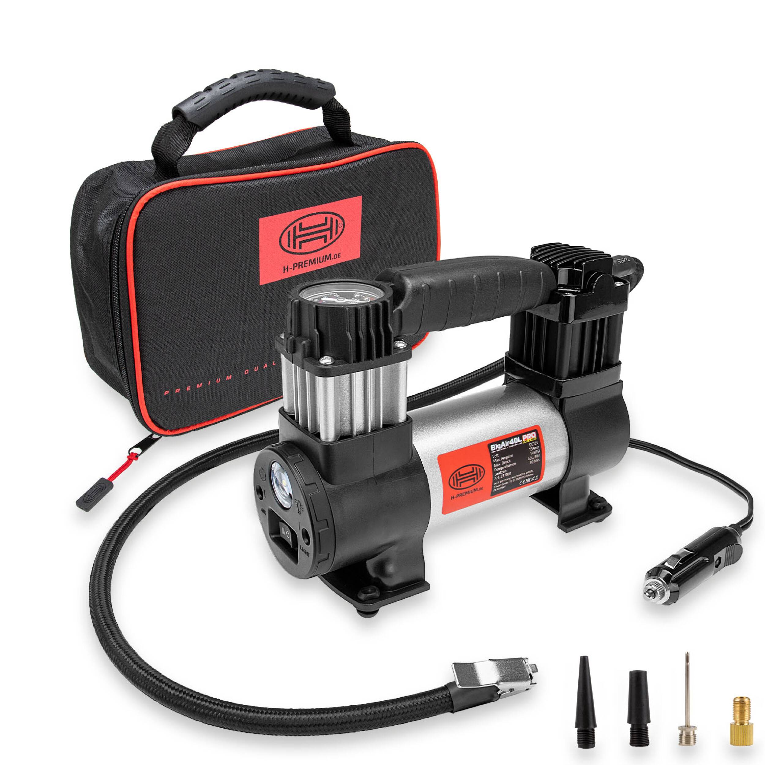 HEYNER® Auto Kompressor elektrische Luftpumpe minikompressor 10 bar 12V LED Beleuchtung