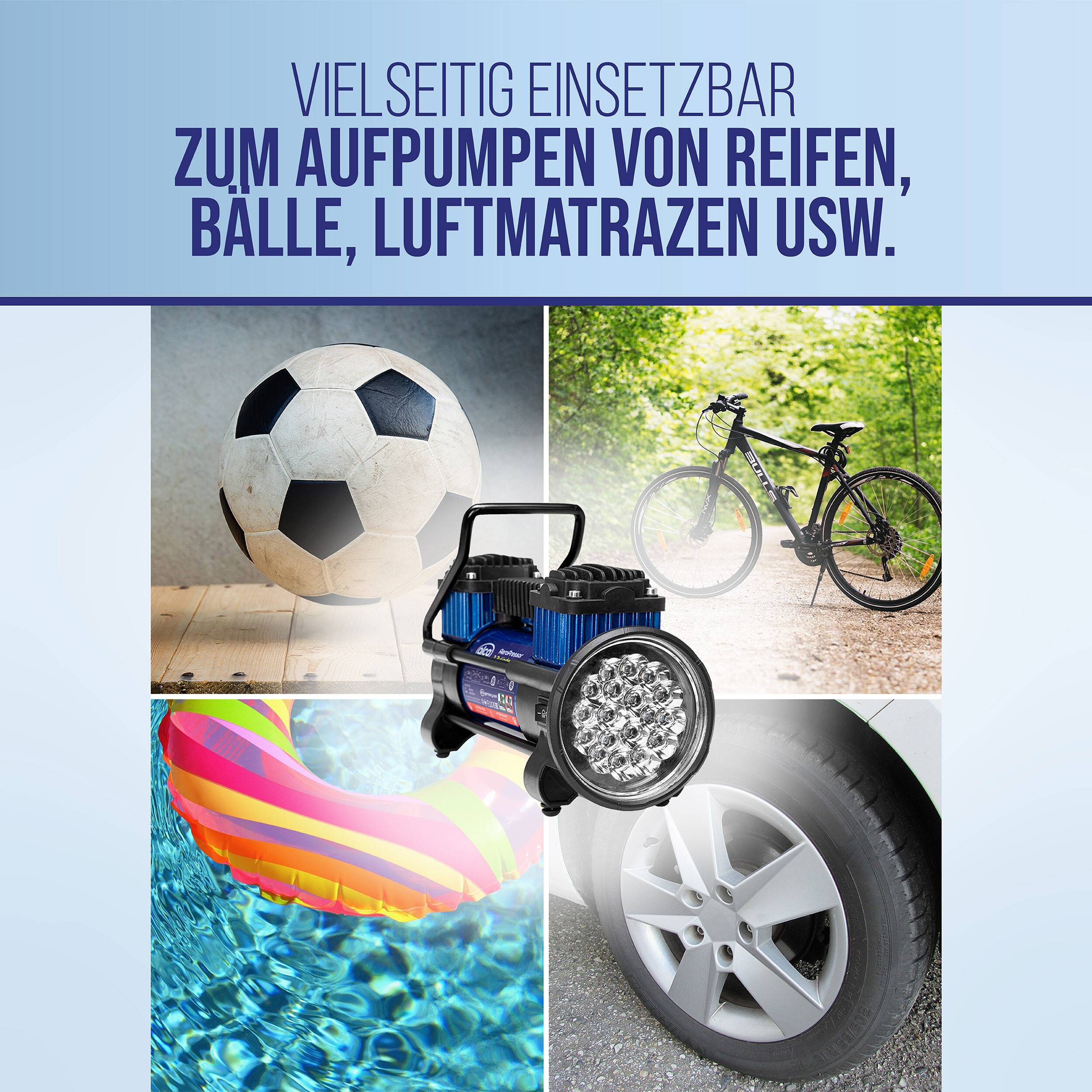 alca® Kompressor, Autokompressor, Luftkompressor mit Licht, 10 bar,
