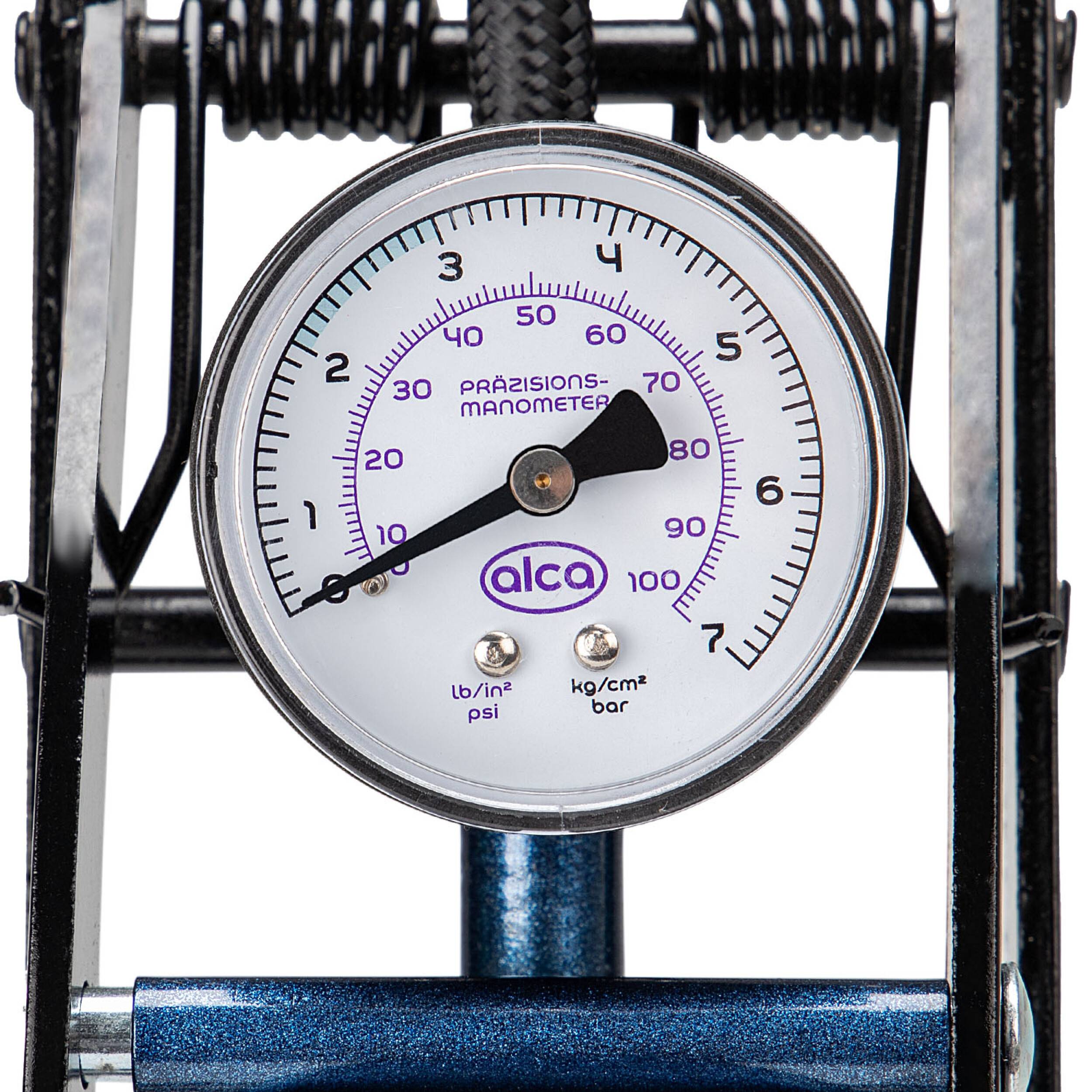 alca® Luftpumpe Fußluftpumpe, Fahrradluftpumpe, Hochleistungs-Fußpumpe, 7 bar, 4 Adapter inklusive