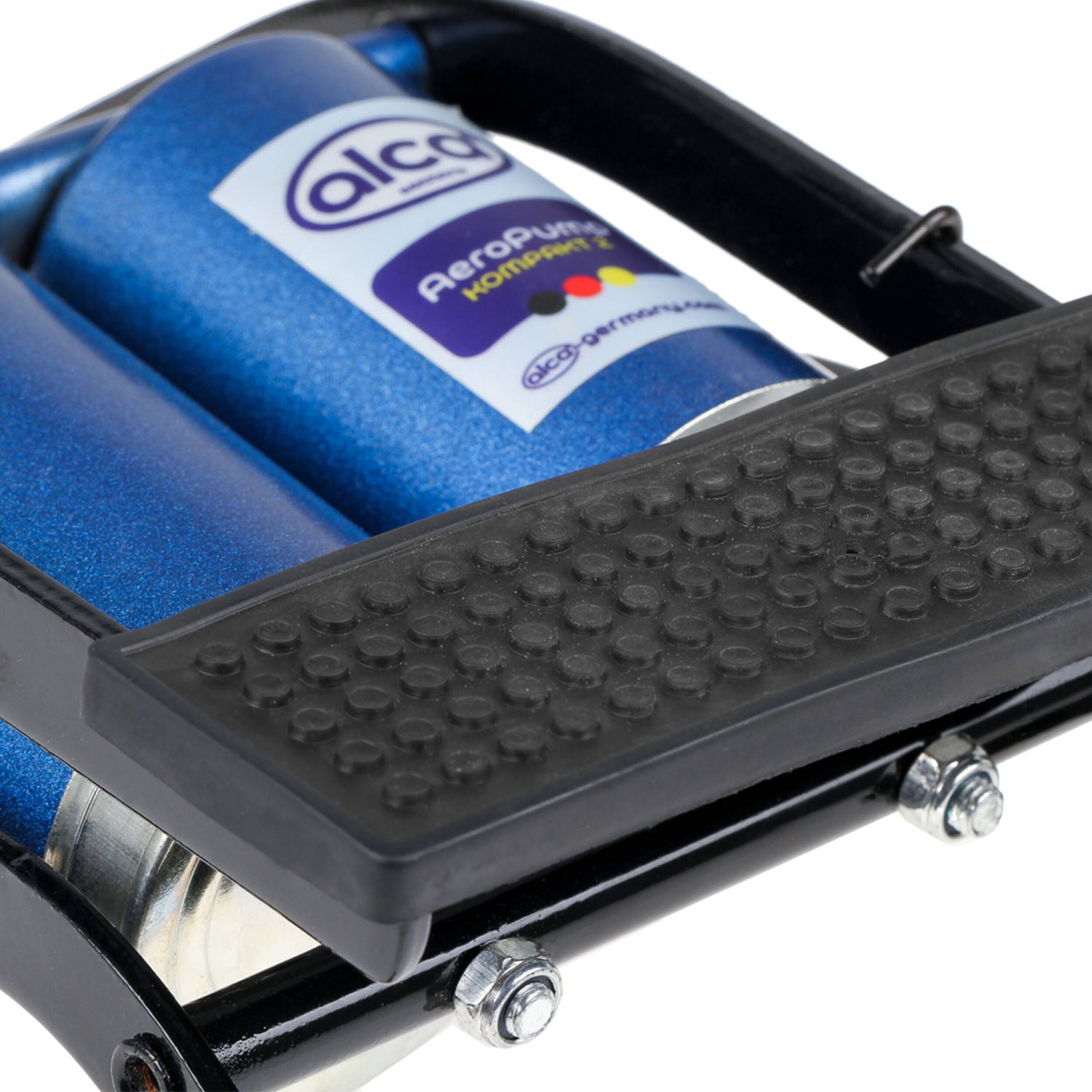 alca® Fußpumpe 2-Zylinder Kompakt AeroPump Kompakt Pumpe alle Ventile Auto Motorrad Fahrrad Ball tragbar Doppelzylinder