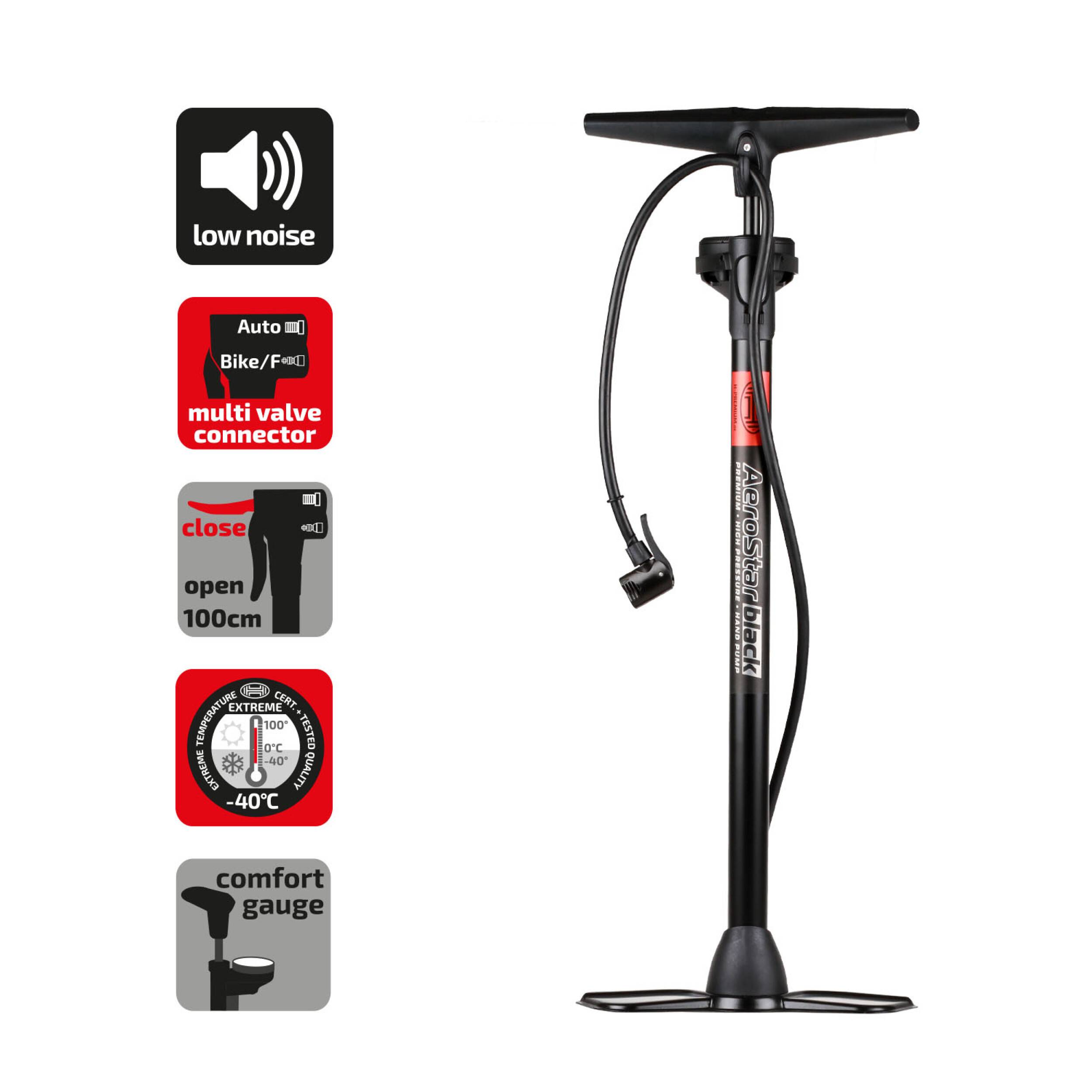 HEYNER® 216300 Hand Luftpumpe mit Manometer Black Edition