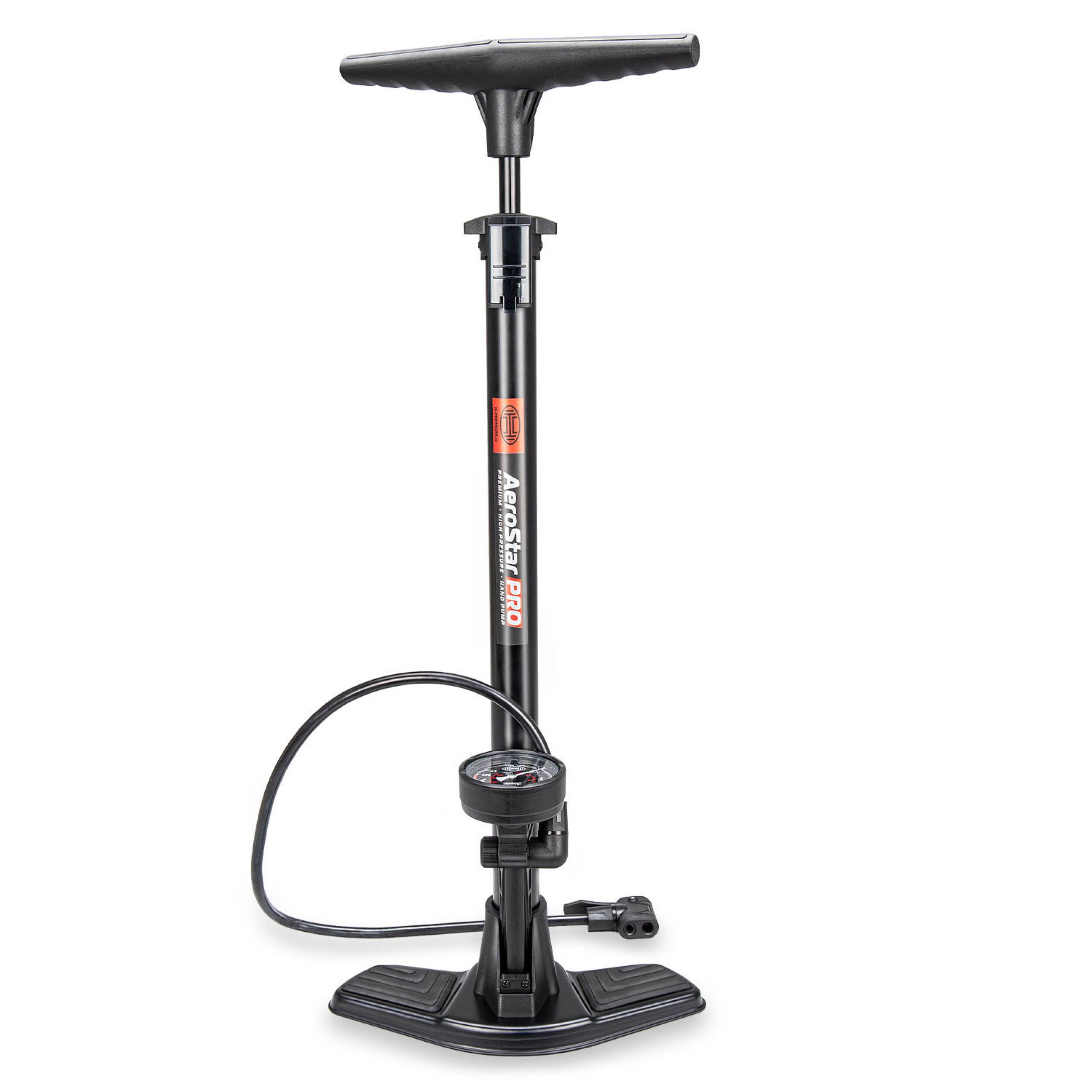 HEYNER® Standluftpumpe, Fahrradpumpe, Standpumpe 11 bar, Multi-Ventil Anschluss, für alle Ventile