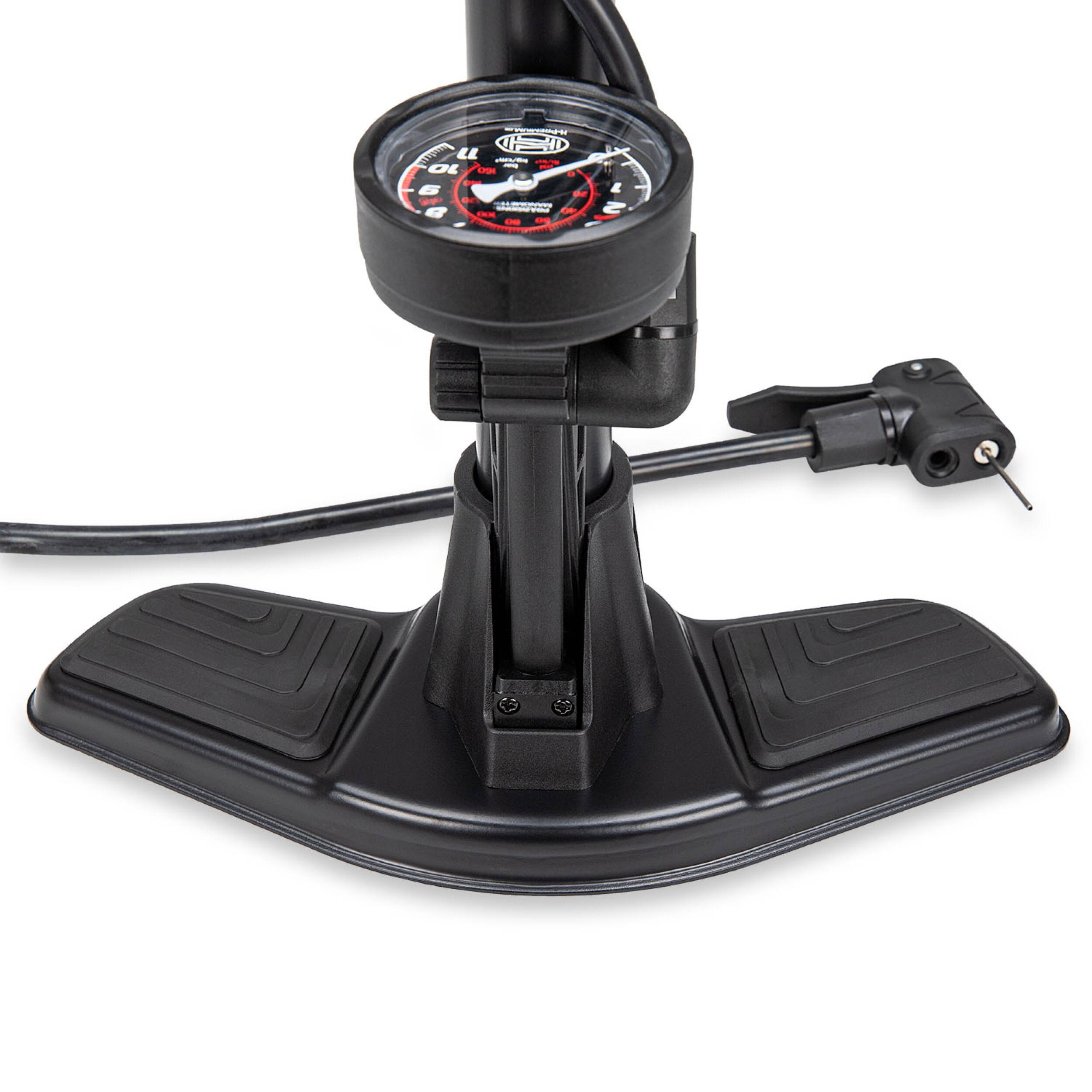 HEYNER® Standluftpumpe, Fahrradpumpe, Standpumpe 11 bar, Multi-Ventil Anschluss, für alle Ventile