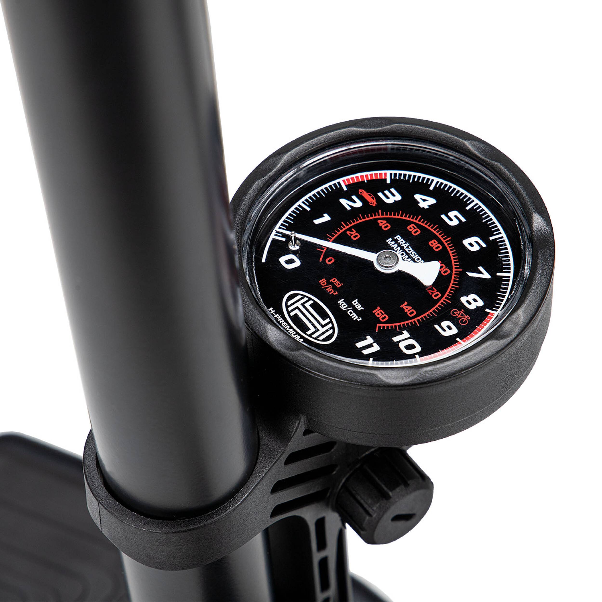 HEYNER® Standluftpumpe, Fahrradpumpe, Standpumpe 11 bar, Multi-Ventil Anschluss, für alle Ventile