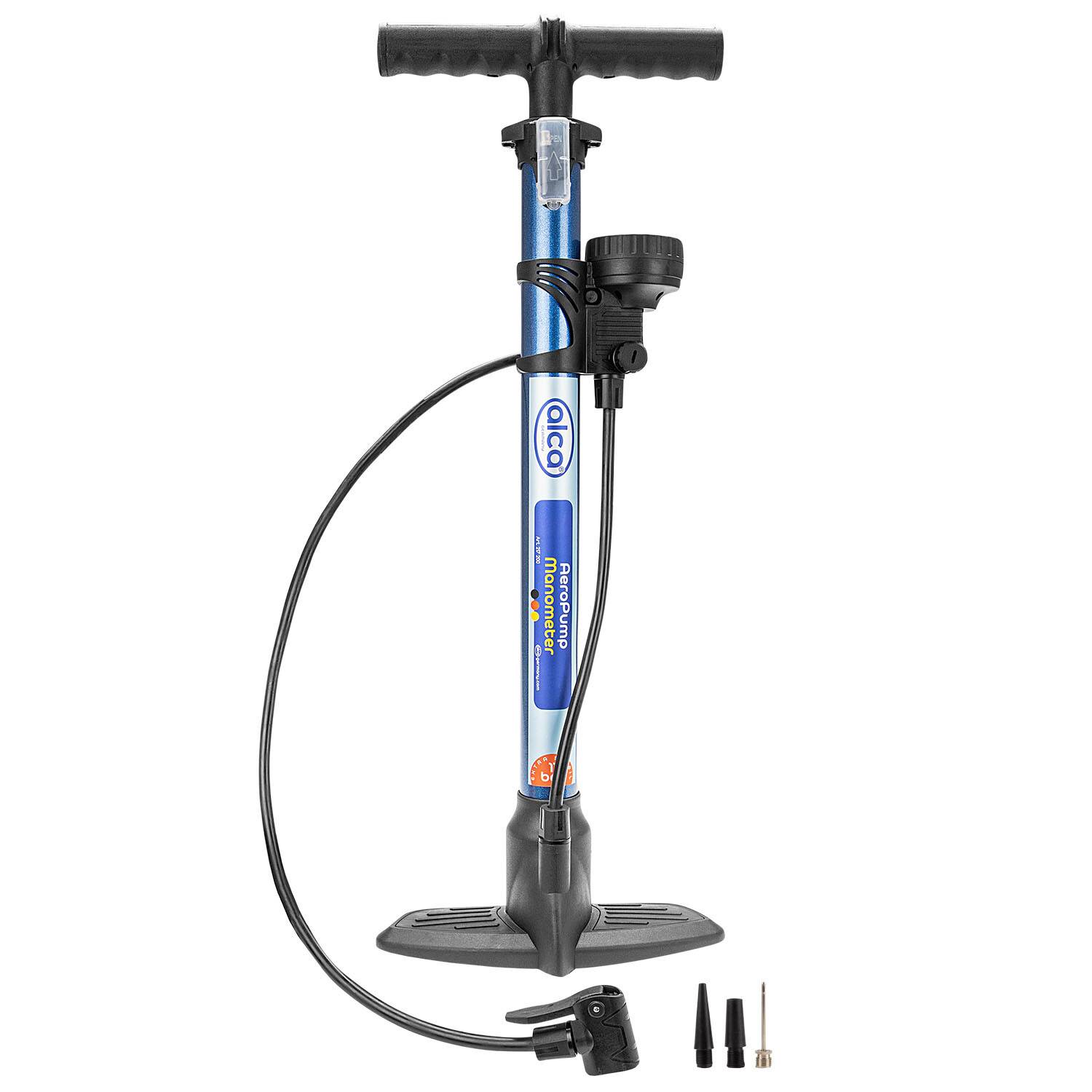 alca® Luftpumpe Fahrrad Hochleistungs-Handpumpe mit Adaptern für alle Schlauchventile Standpumpe Reifenpumpe