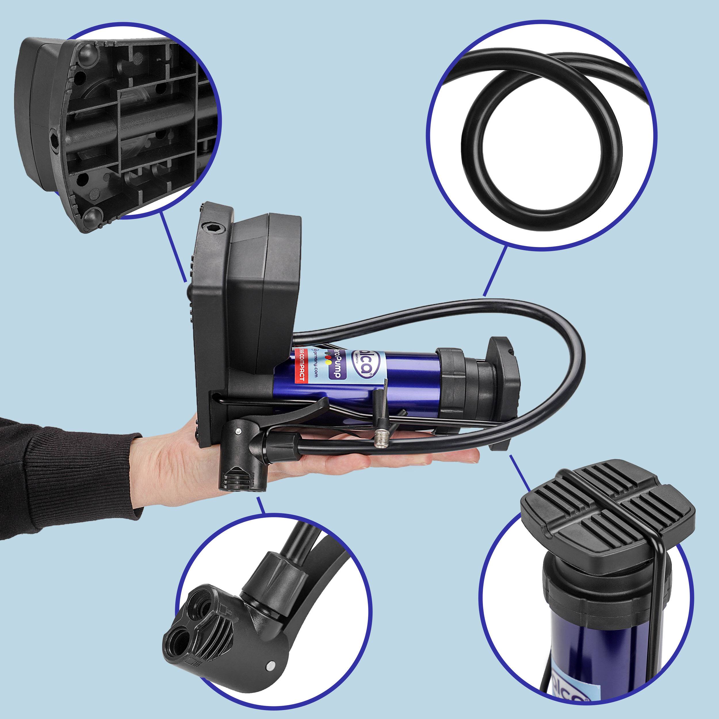 alca® Luftpumpe Mini Fußluftpumpe, Fahrradluftpumpe, Hochleistungs-Fußpumpe, 11 bar, Multiventil