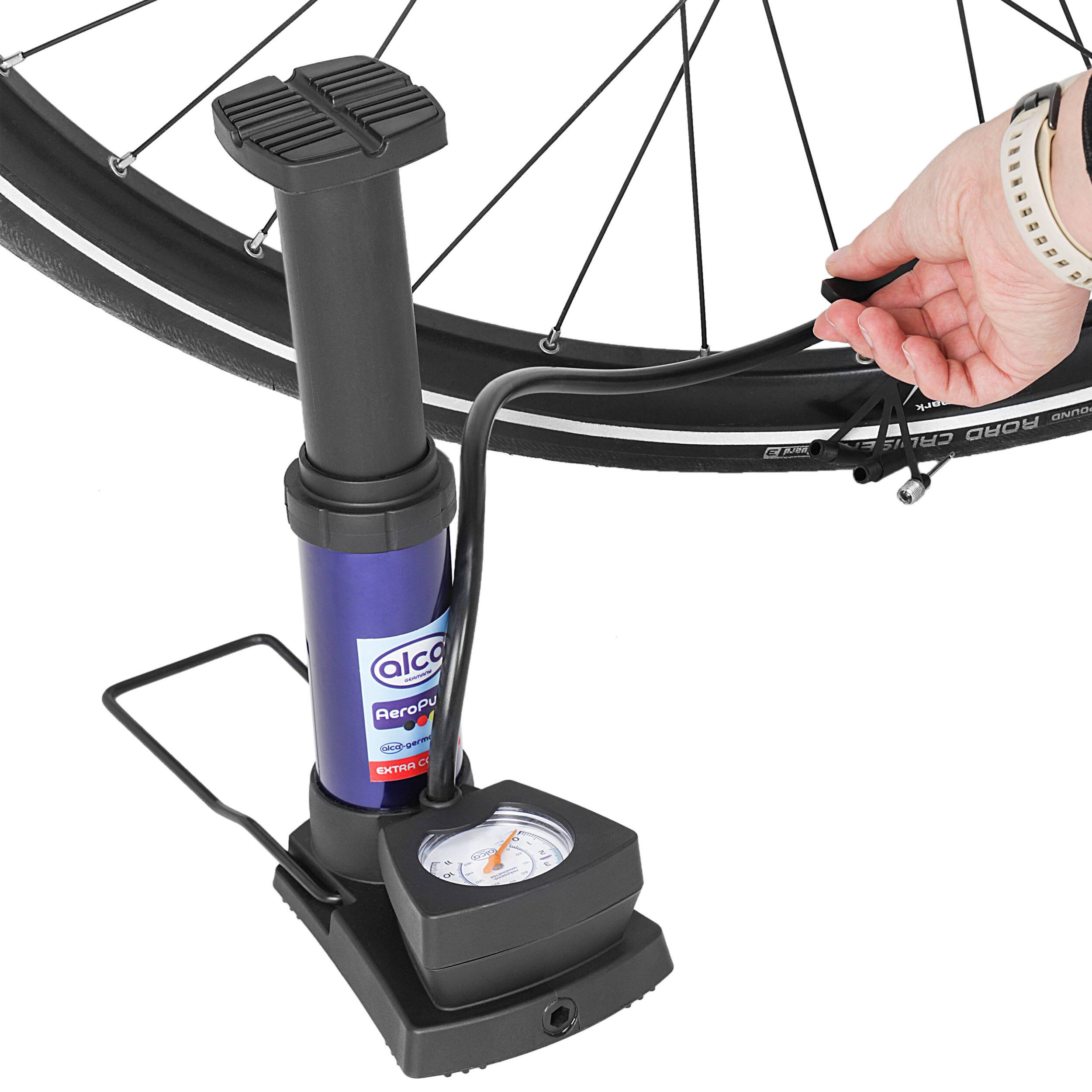 alca® Luftpumpe Mini Fußluftpumpe, Fahrradluftpumpe, Hochleistungs-Fußpumpe, 11 bar, Multiventil