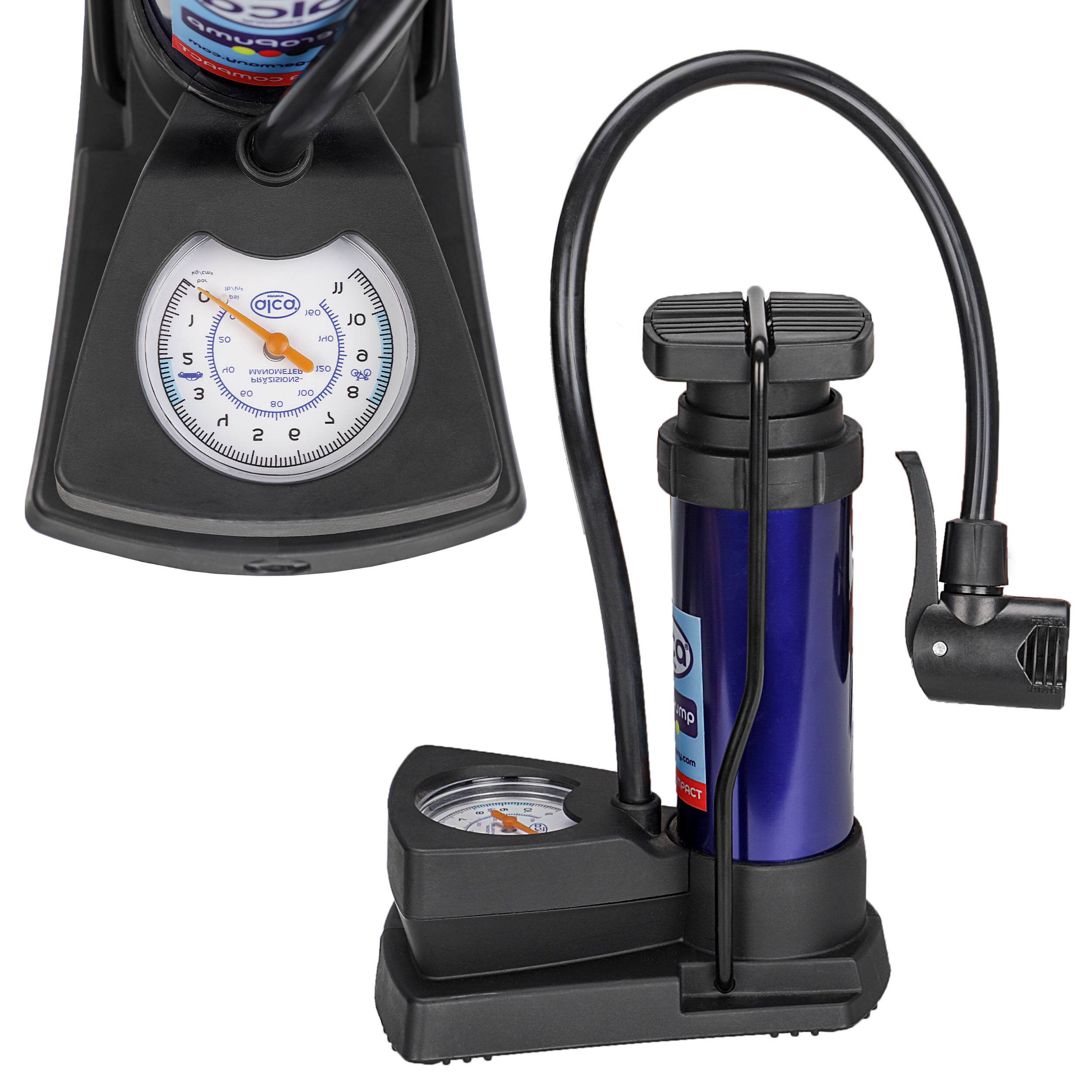 alca® Luftpumpe Mini Fußluftpumpe, Fahrradluftpumpe, Hochleistungs-Fußpumpe, 11 bar, Multiventil