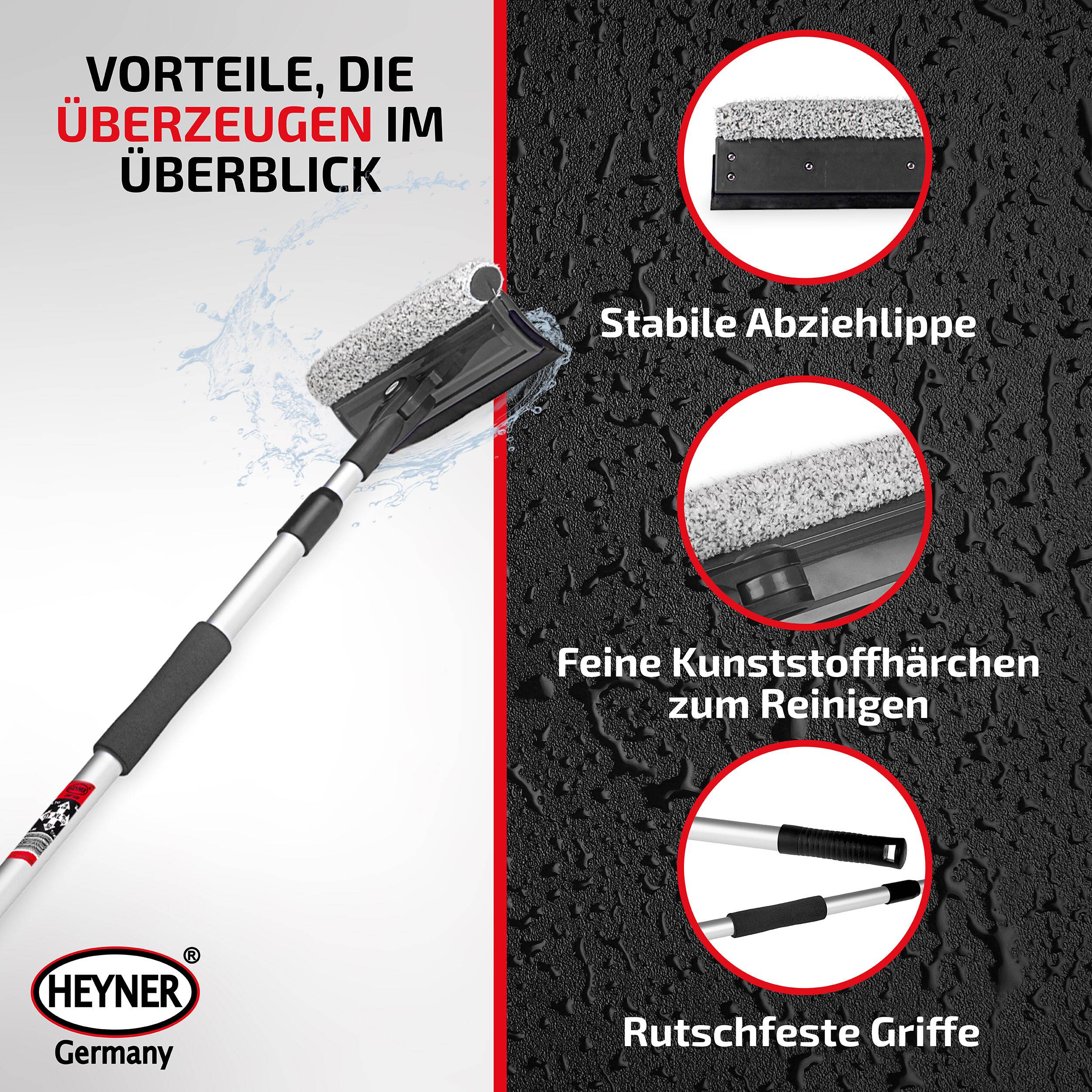 HEYNER® Auto Scheibenreiniger+Insektenentferner+Teleskop XL25 AluTeleskop 70-125cm faltbar 25cm breit Universal KFZ SUV