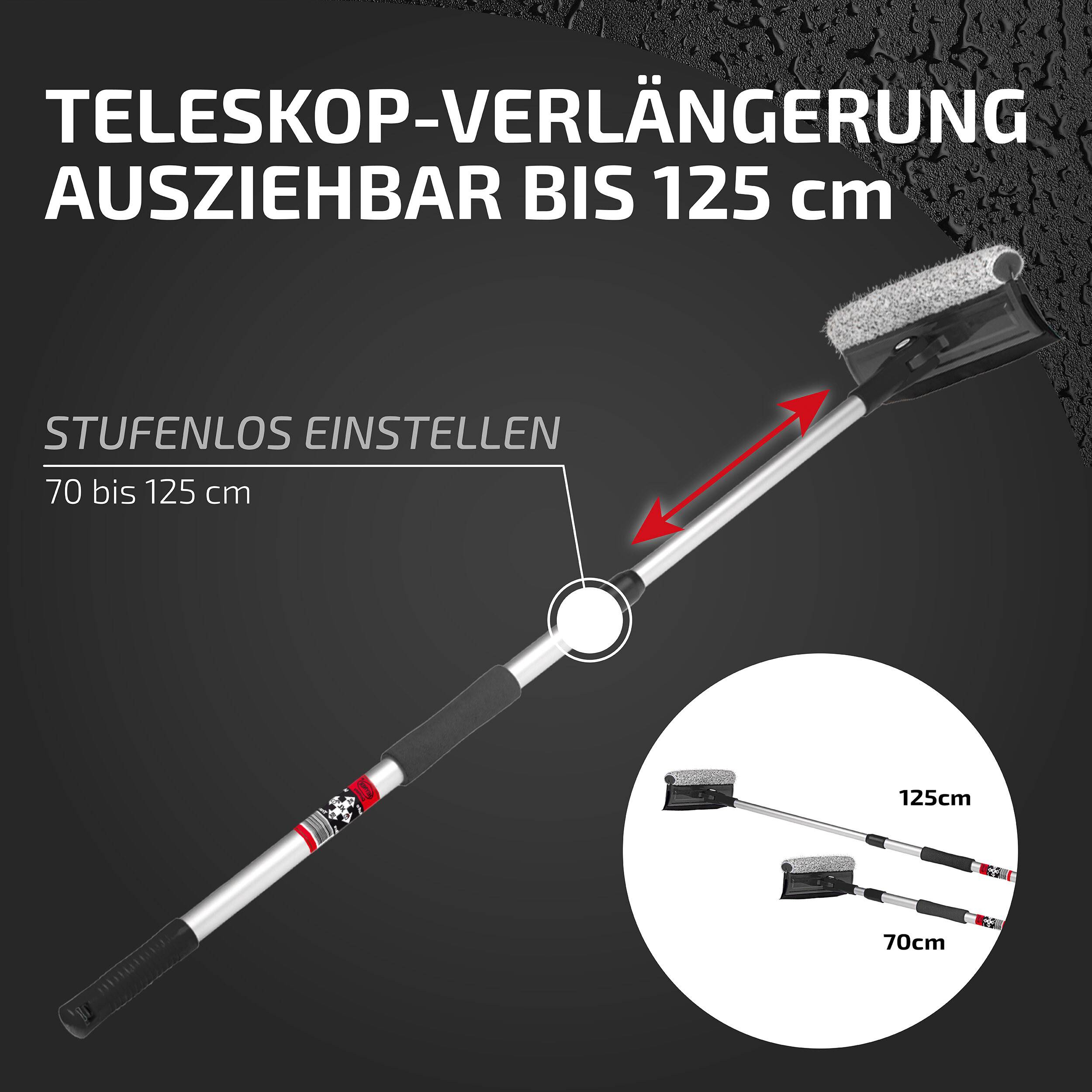 HEYNER® Auto Scheibenreiniger+Insektenentferner+Teleskop XL25 AluTeleskop 70-125cm faltbar 25cm breit Universal KFZ SUV