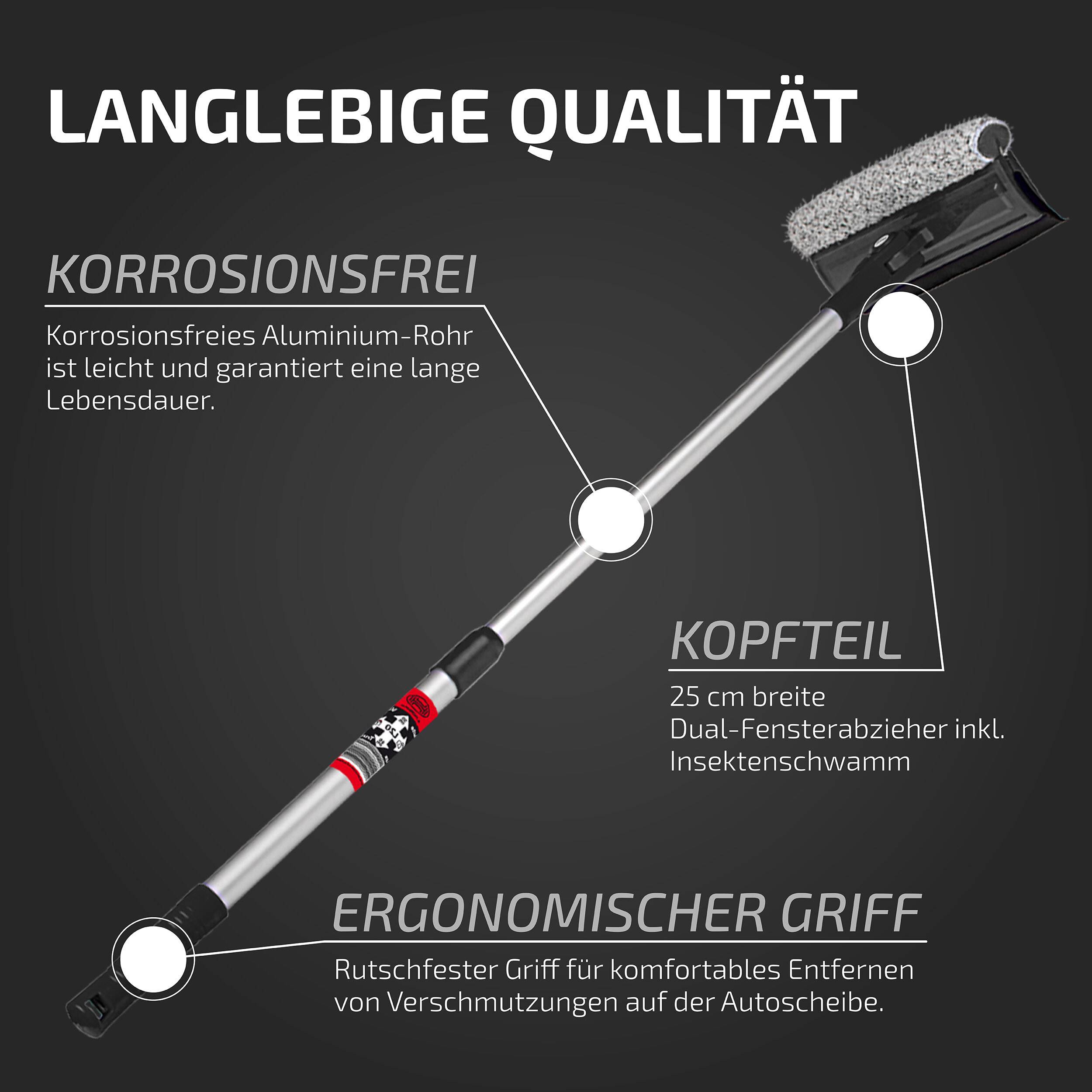 HEYNER® Scheibenreiniger+Teleskop+Insektenschwamm L20 AluTeleskop 50-80cm faltbar 20cm breit Universal KFZ SUV