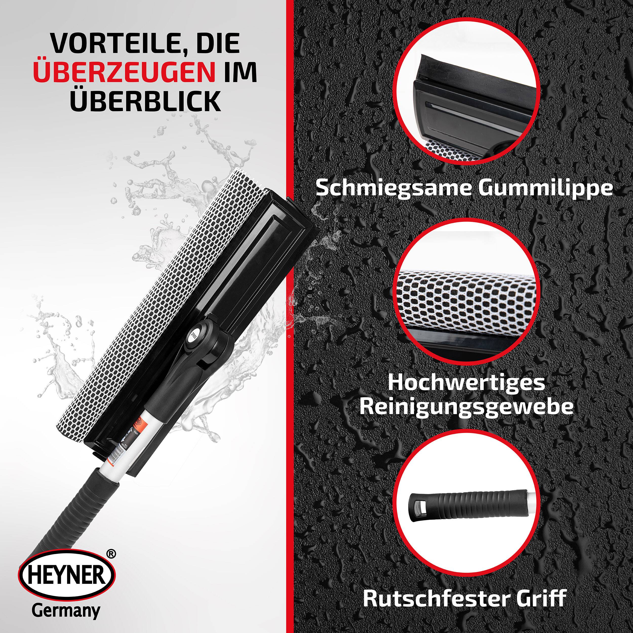 HEYNER® Auto Scheibenreiniger M25 25cm Aluminium Abzieher & Schwamm klappbar Breite 25cm Universal KFZ LKW Transporter