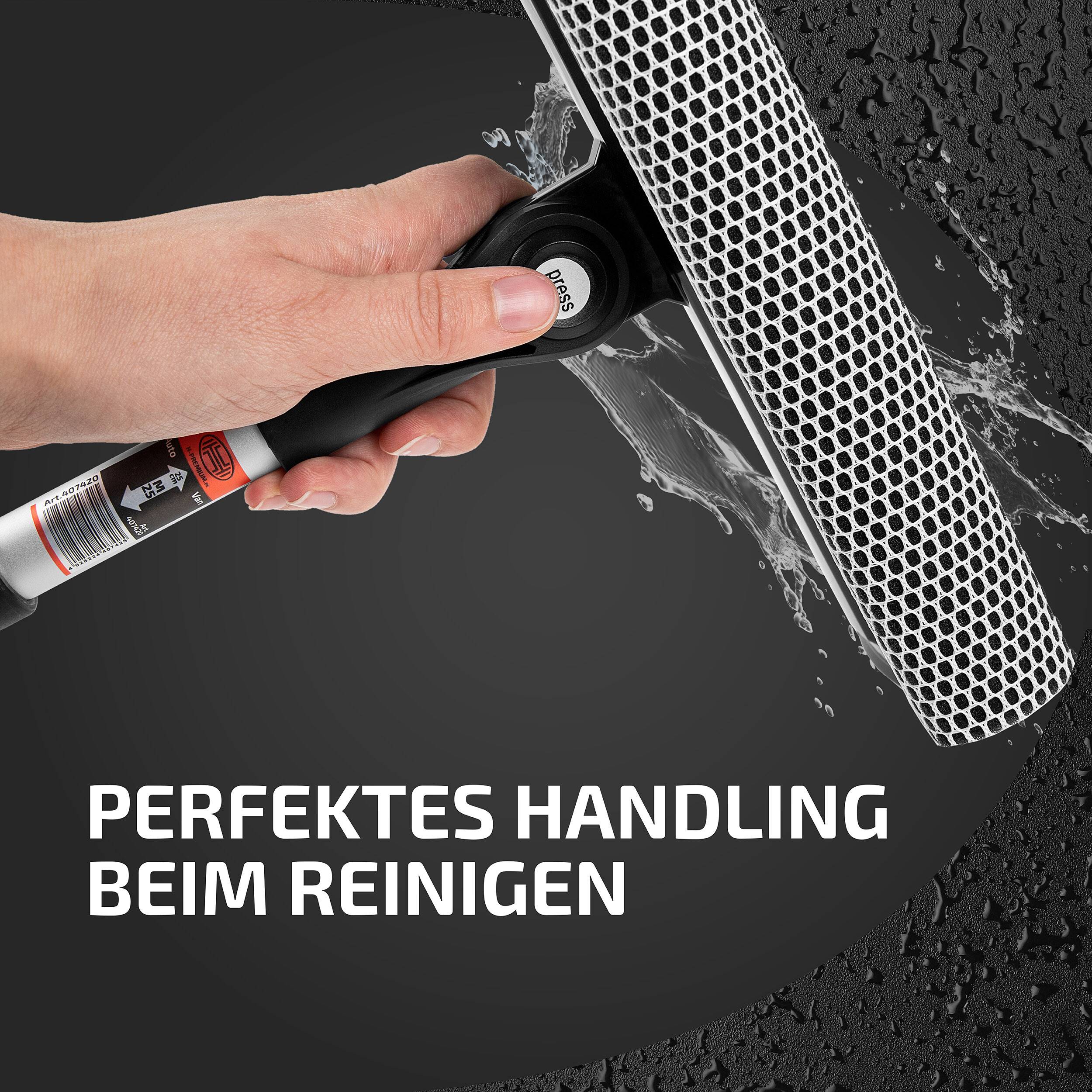 HEYNER® Auto Scheibenreiniger M25 25cm Aluminium Abzieher & Schwamm klappbar Breite 25cm Universal KFZ LKW Transporter