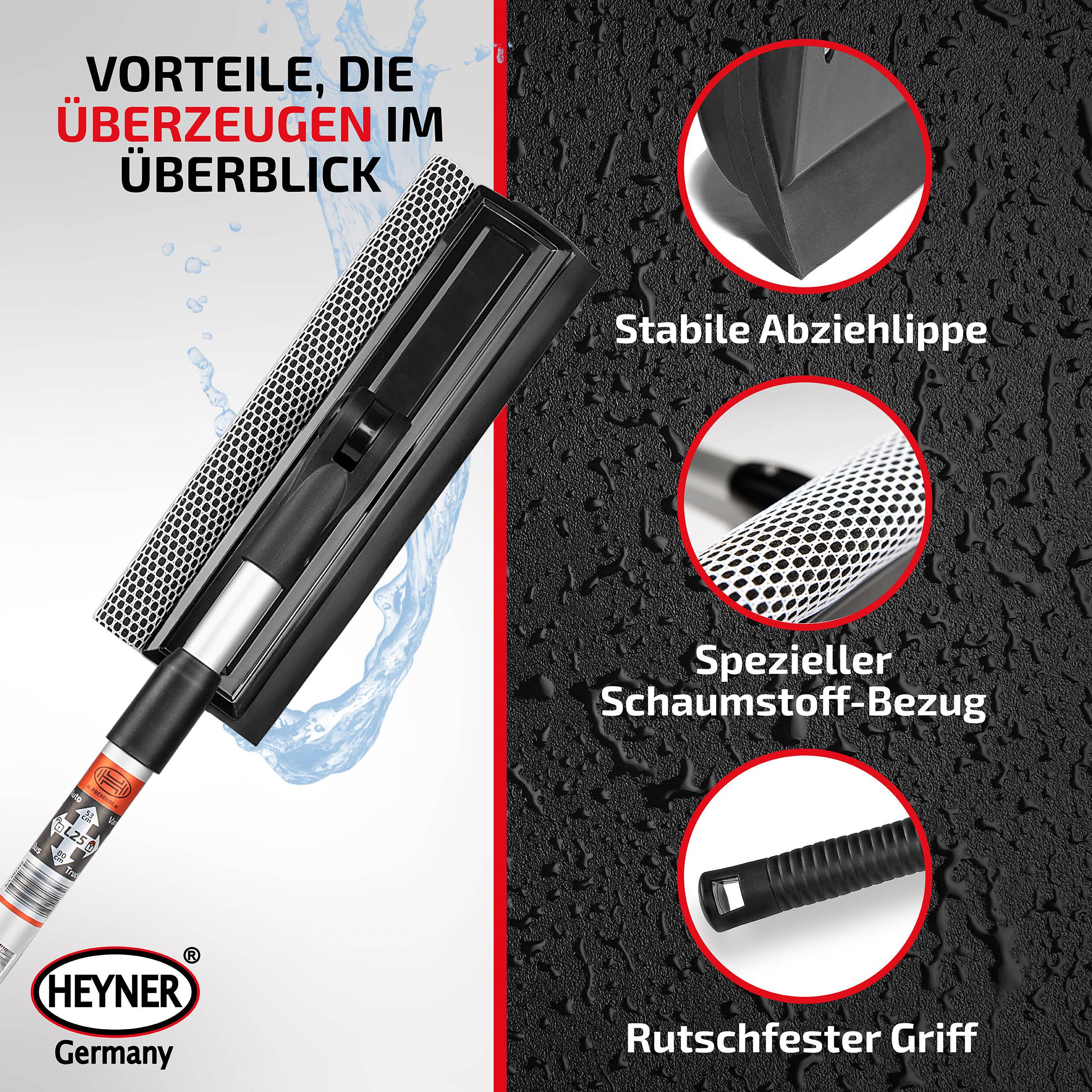HEYNER® Scheibenreiniger mit Teleskopgriff I klappbar 50-80cm lang I Fensterwischer für Auto, Wohnmobil, Bus & Van I 25