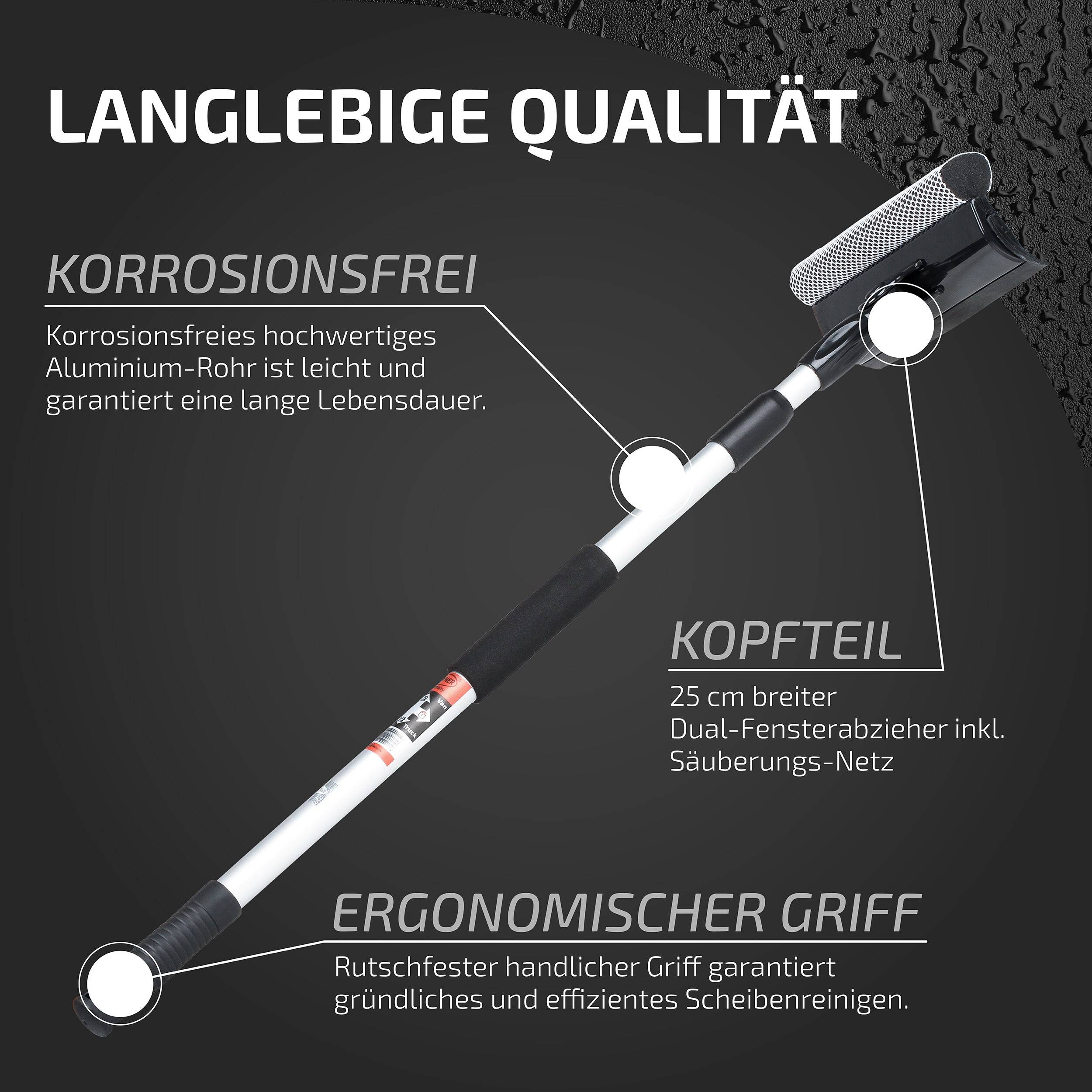 HEYNER® Scheibenreiniger XXL 70-125cm ausziehbar mit Teleskopgriff I Fensterwischer für LKW, Wohnmobil, Bus & Van I