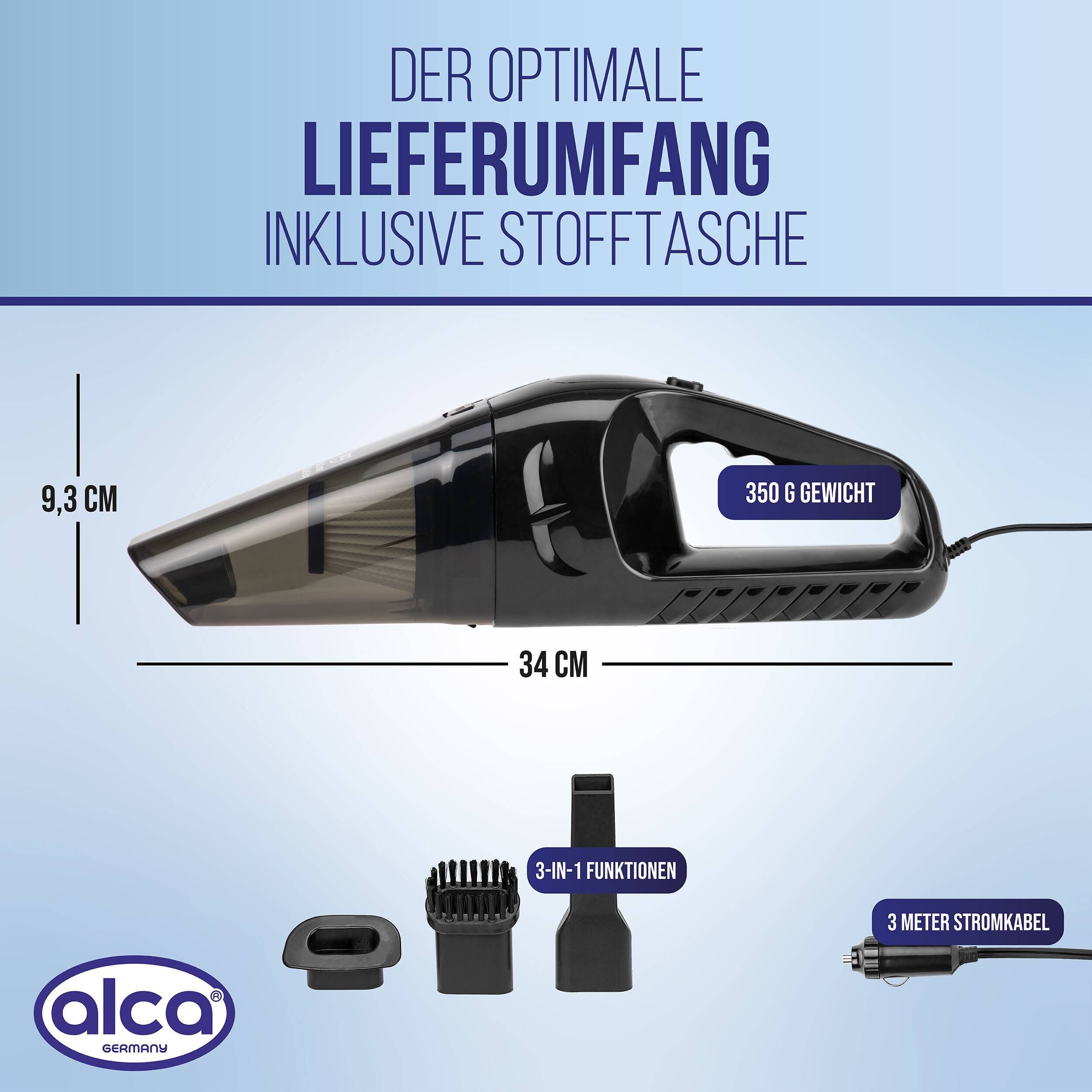 alca® Autostaubsauger 12V NASS/TROCKEN tragbarer Handstaubsauger 12 V