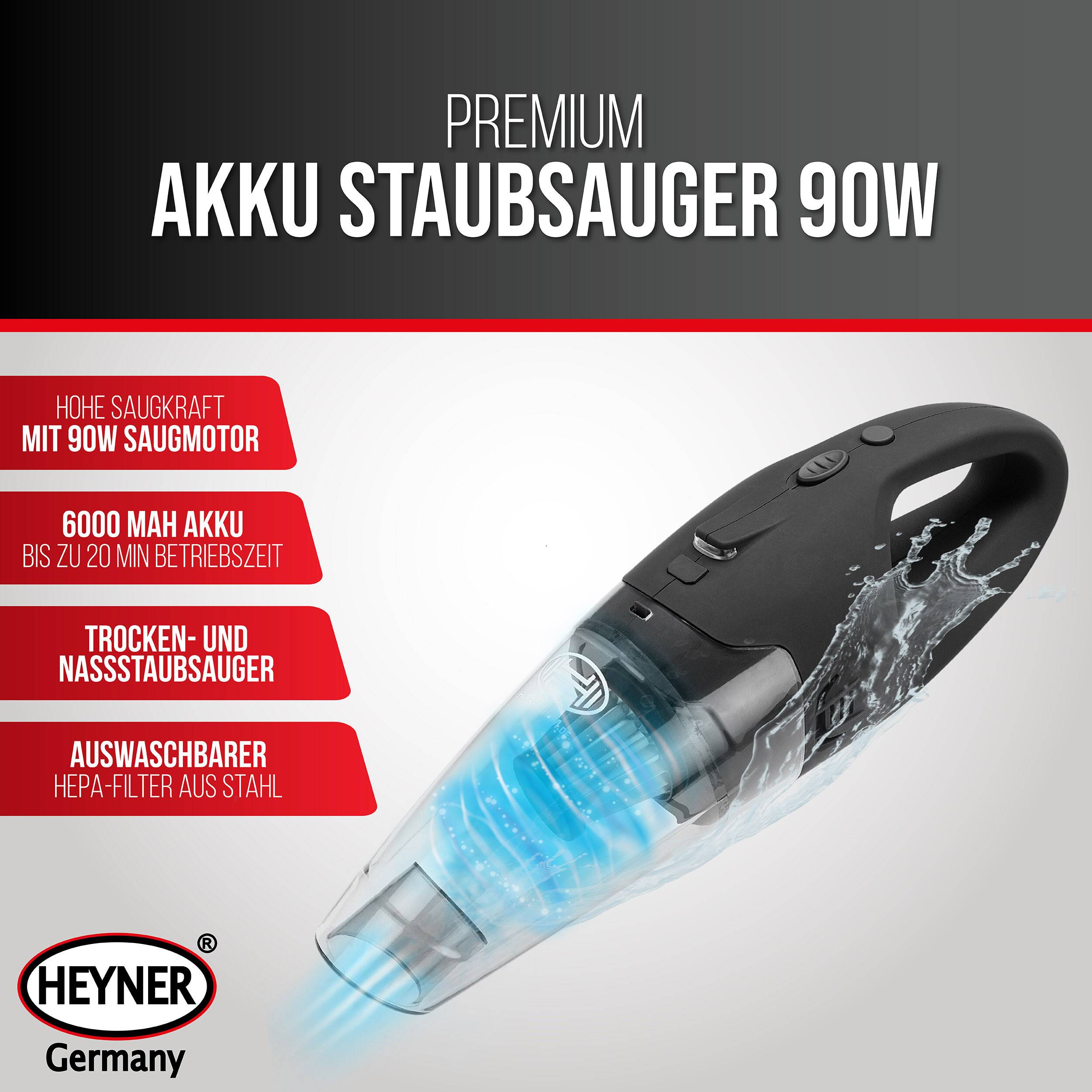HEYNER® Akku Staubsauger Autostaubsauger Handsauger Tischstaubsauger