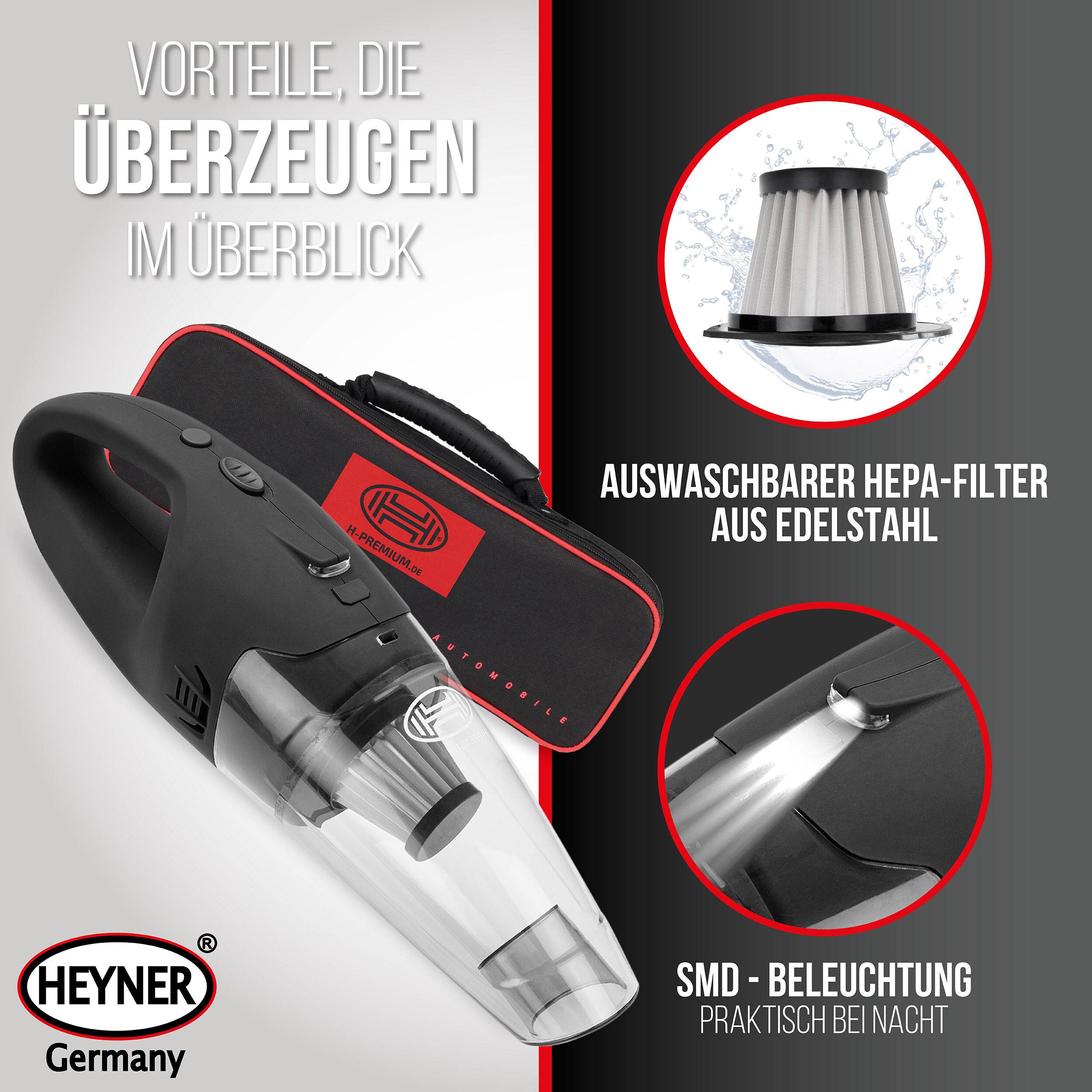HEYNER® Akku Staubsauger Autostaubsauger Handsauger Tischstaubsauger