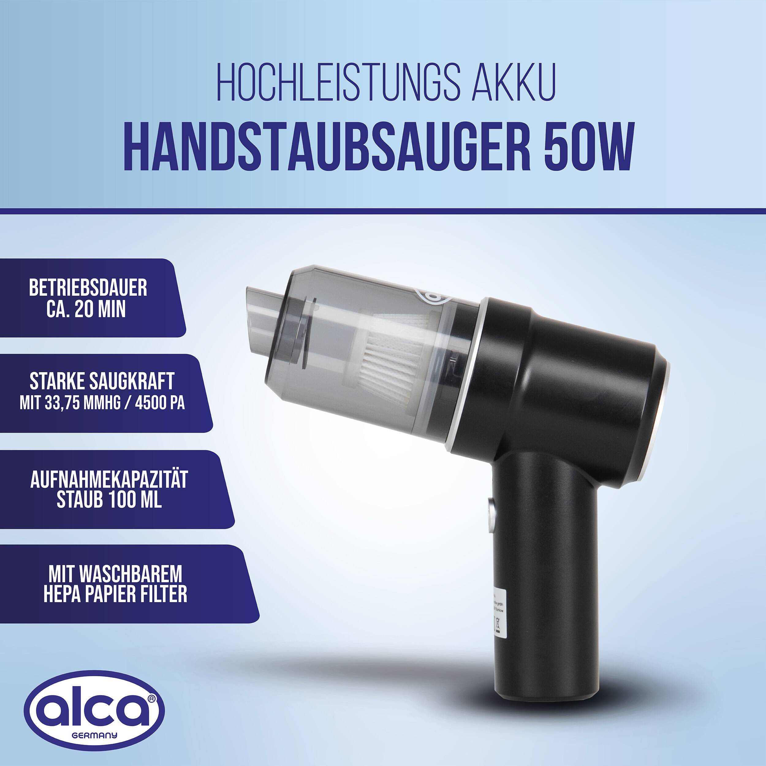 alca® Akku Handstaubsauger kabellos Mini Staubsauger mit Gebläsefunktion Handsauger kompakt tragbar leicht kabellos mit