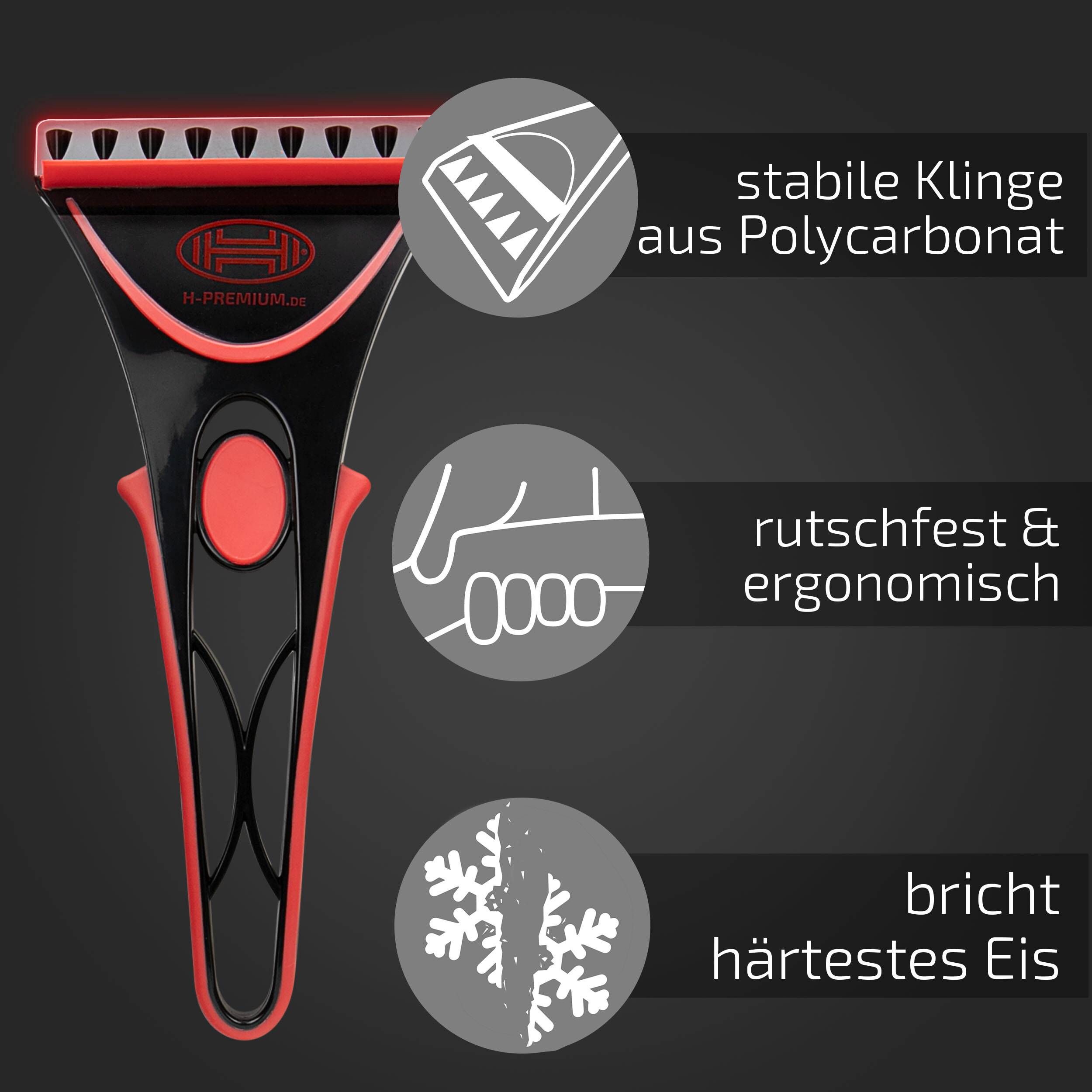 HEYNER® Eiskratzer mit Handschuh Scheibenkratzer ABS-Klinge 10cm Eisschaber mit Fleece-Innenfutter mit Steppnaht und