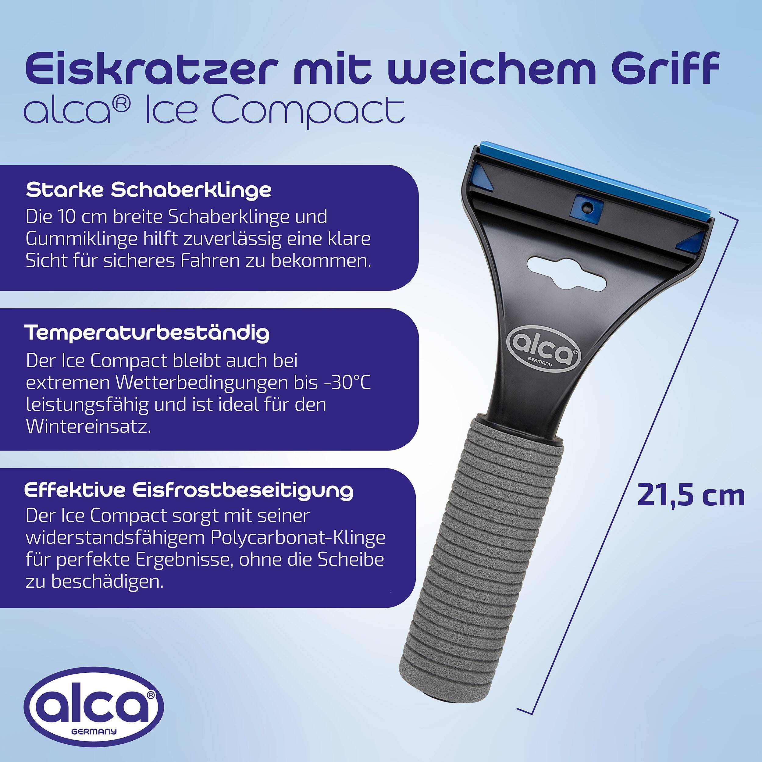 alca® Auto Eiskratzer Eisschaber Scheibenkratzer mit weichem Griff, Gummilippe und Wechselklinge