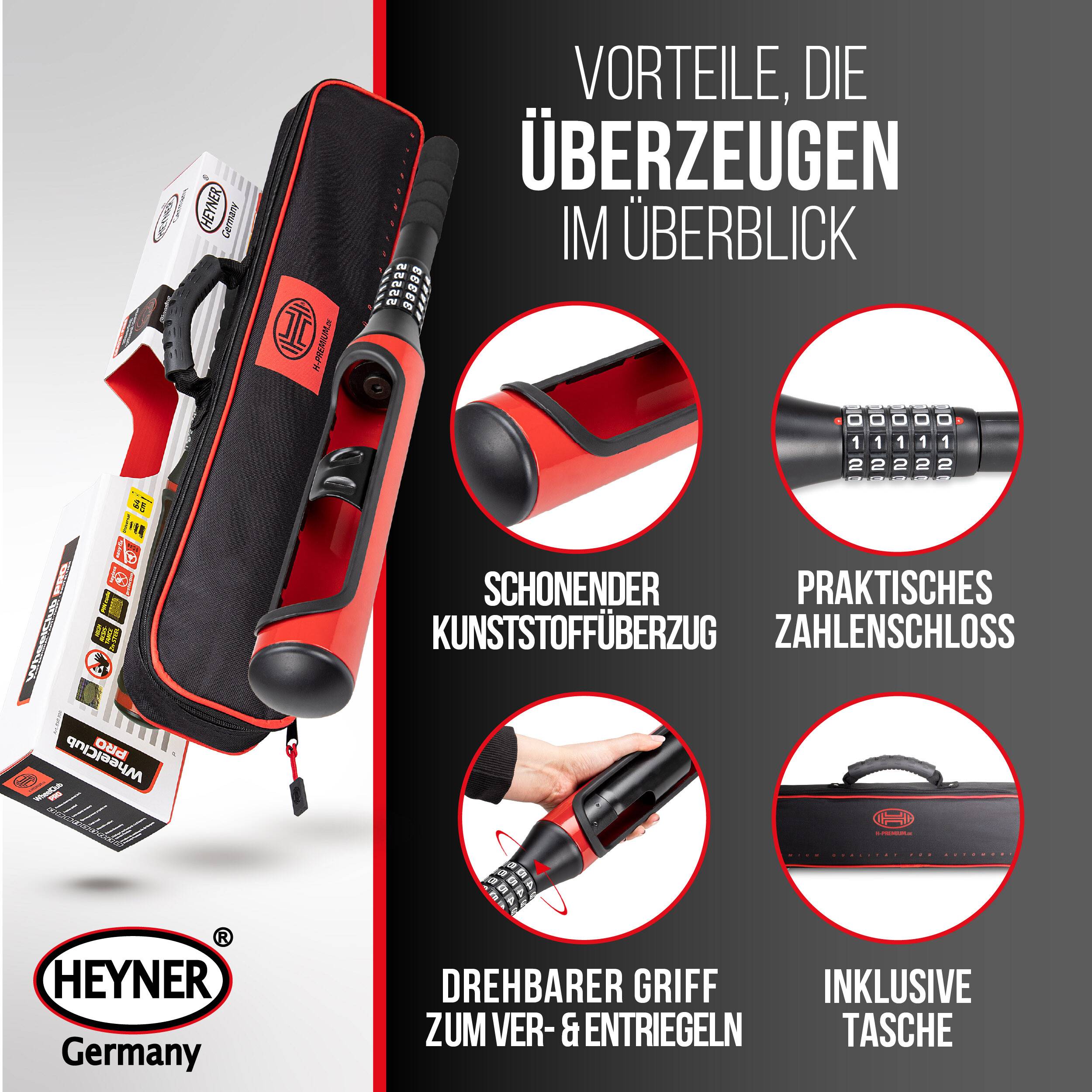 HEYNER® Lenkradsperre Auto Wegfahrsperre Diebstahlschutz mit Zahlenschloss, Baseballschläger