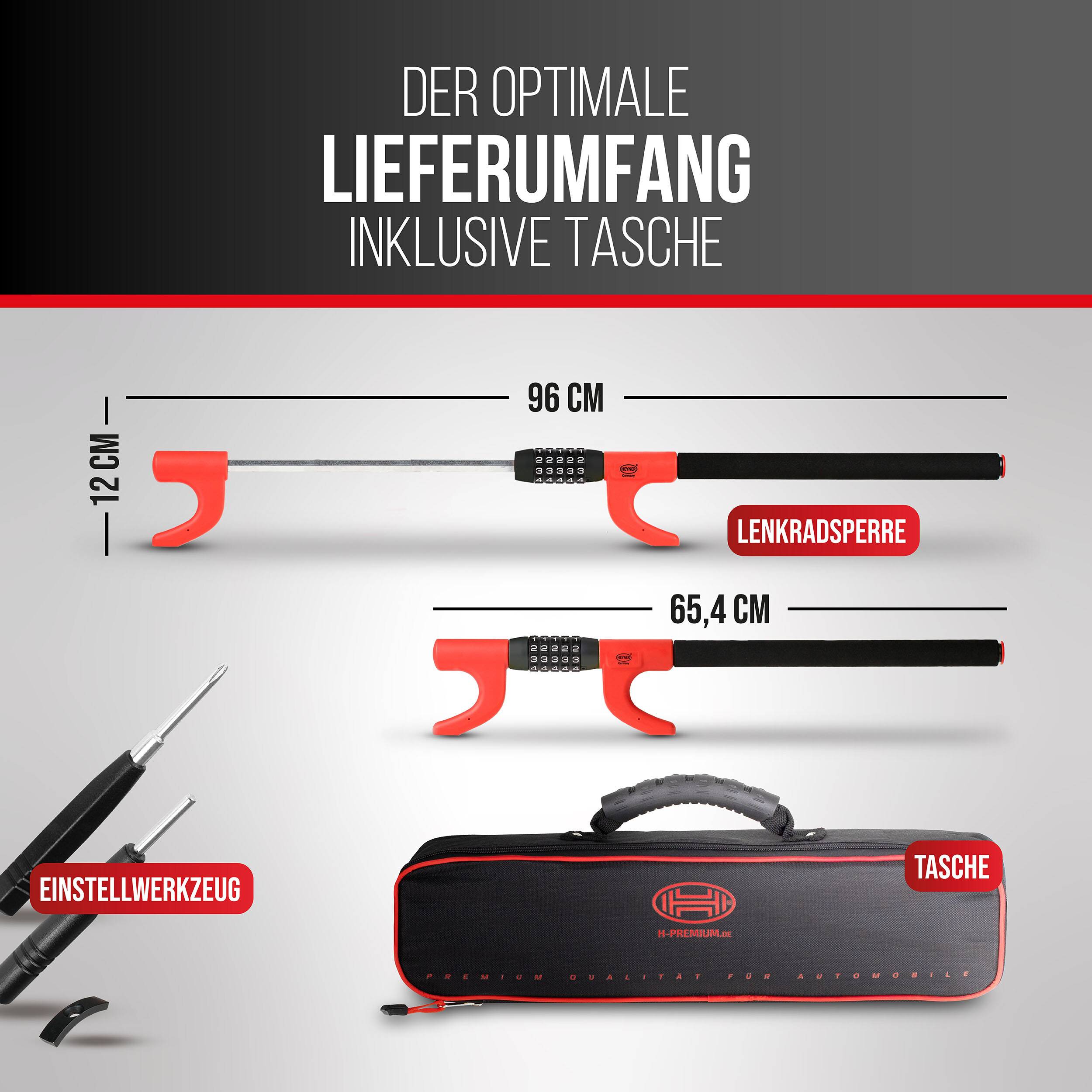 HEYNER® Lenkradsperre Wegfahrsperre mit Zahlenschloss Diebstahlsicherung