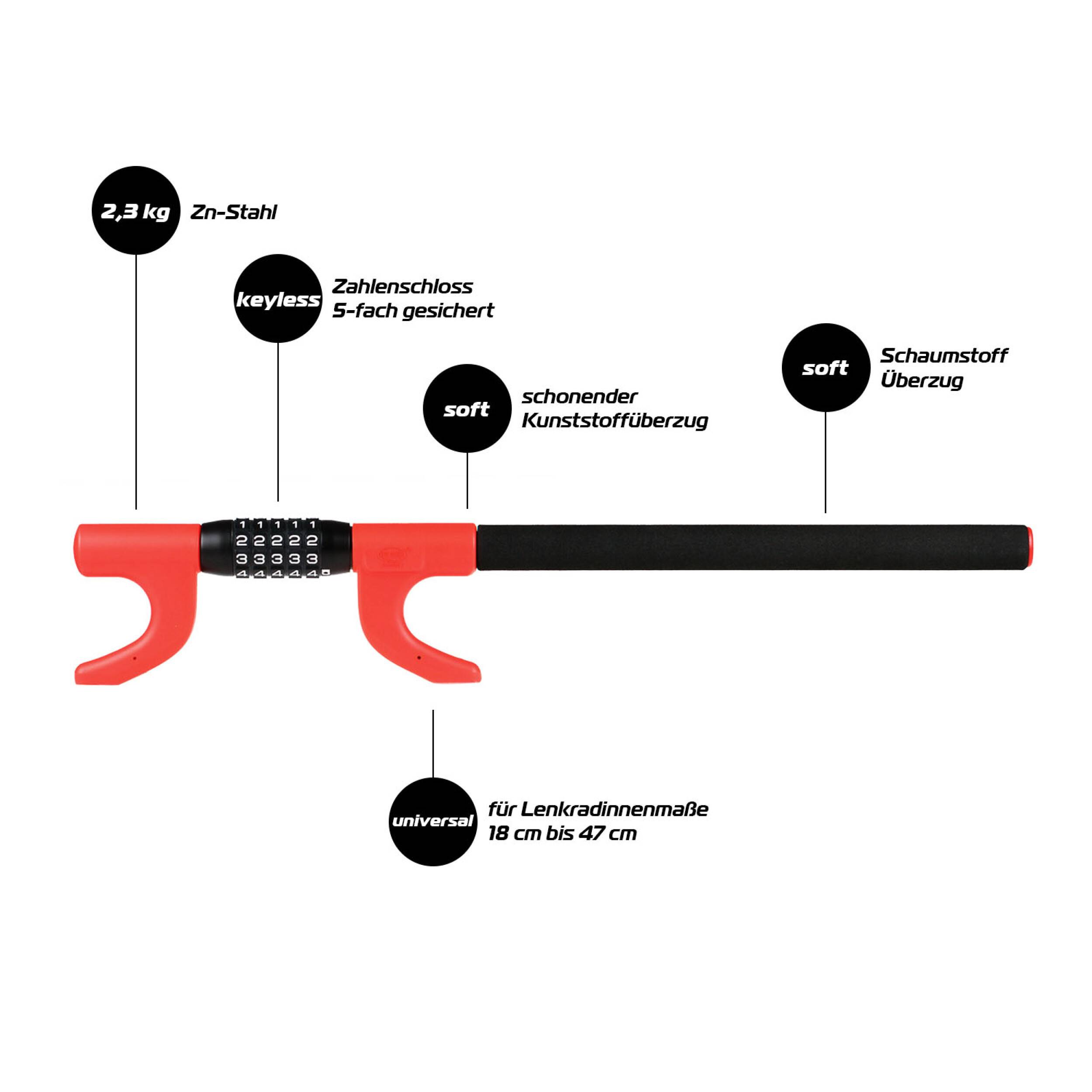 HEYNER® Lenkradsperre Wegfahrsperre mit Zahlenschloss Diebstahlsicherung WheelBlock PRO