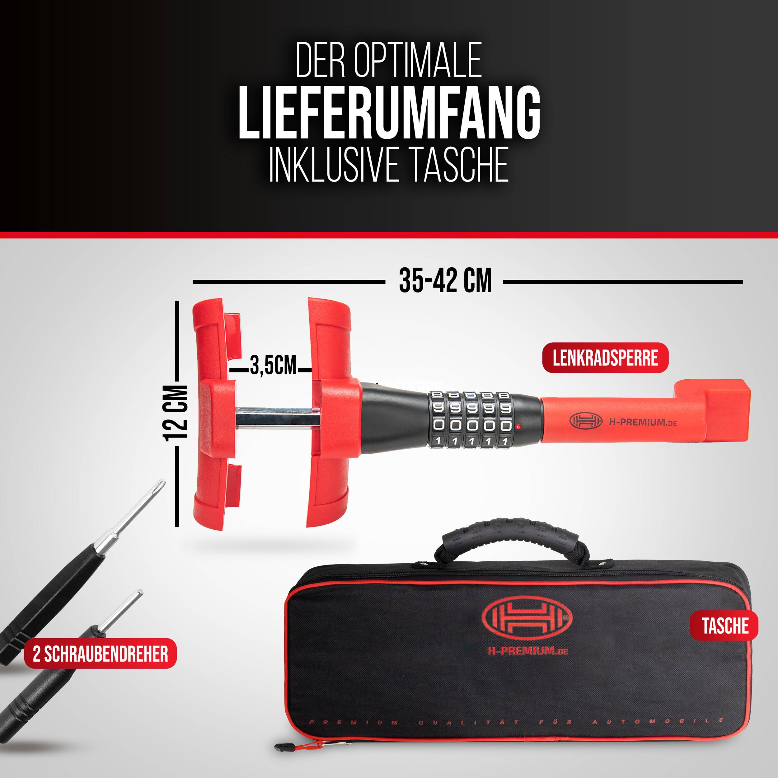 HEYNER® Auto Lenkradsperre Wegfahrsperre mit Zahlenschloss Diebstahlsicherung 5-stelliger Zahlencode