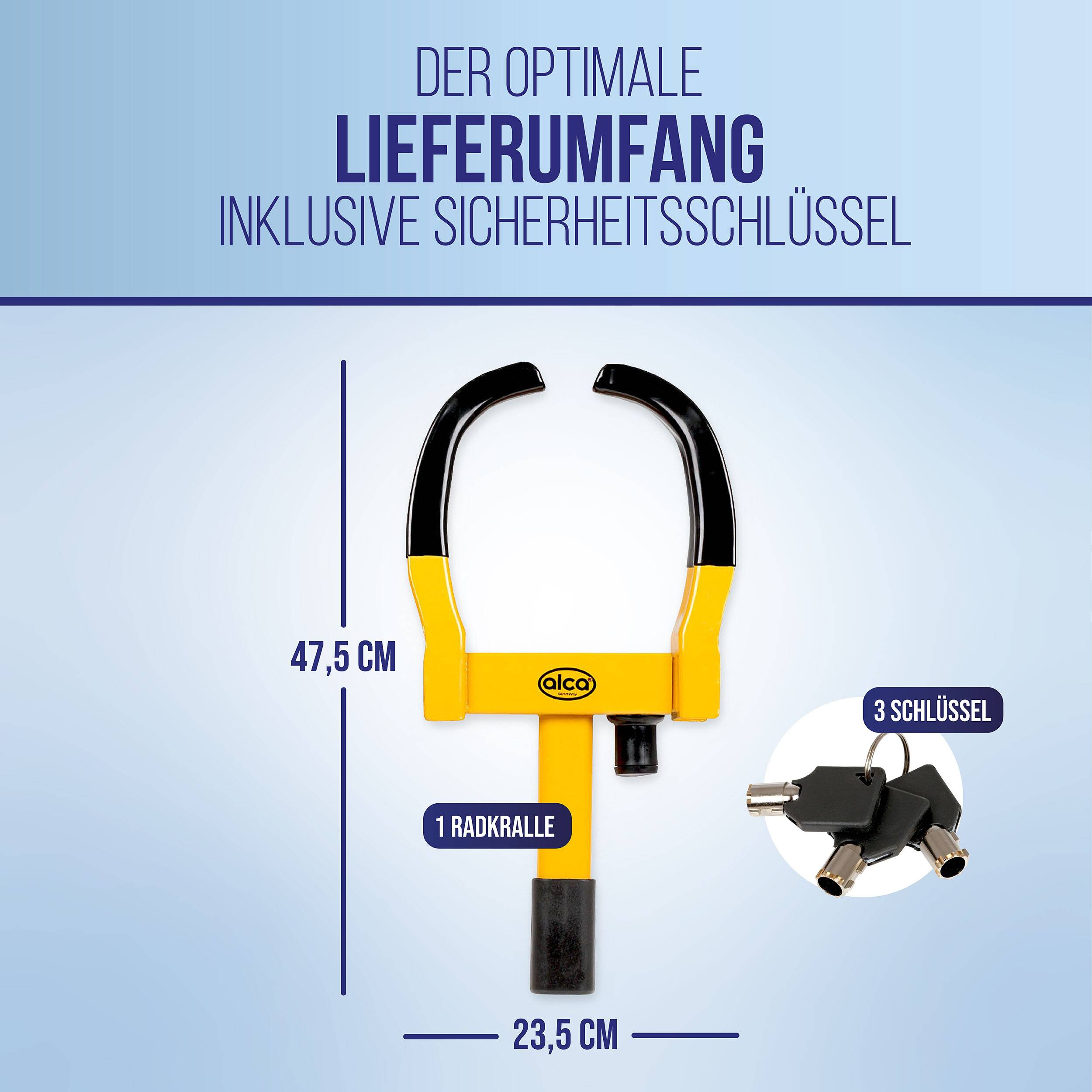 alca Radkralle Parkkralle Diebstahlsicherung ausziehbar max. Reifenbreite 265mm Wegfahrsperre Auto Hänger Camping