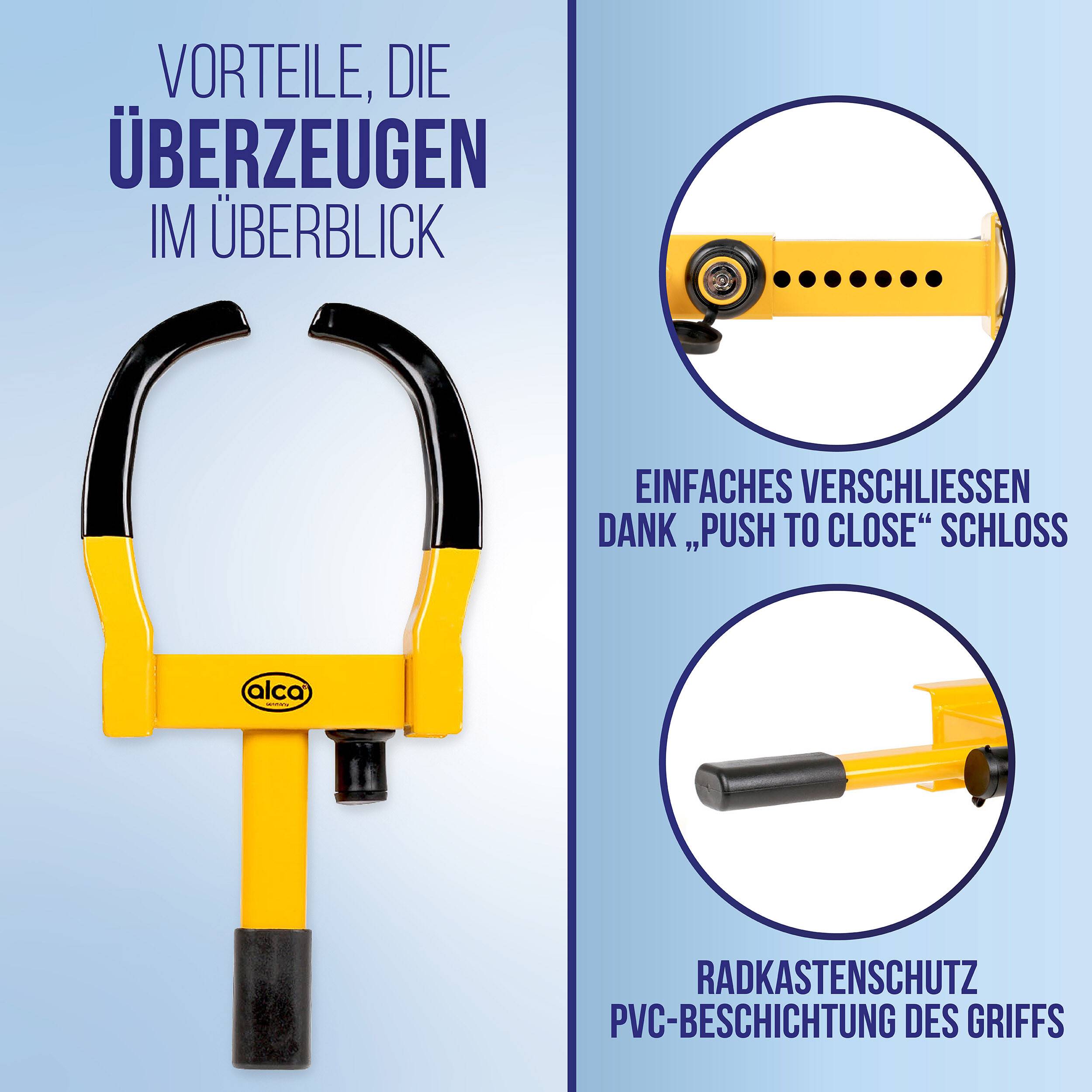 alca Radkralle Parkkralle Diebstahlsicherung ausziehbar max. Reifenbreite 265mm Wegfahrsperre Auto Hänger Camping