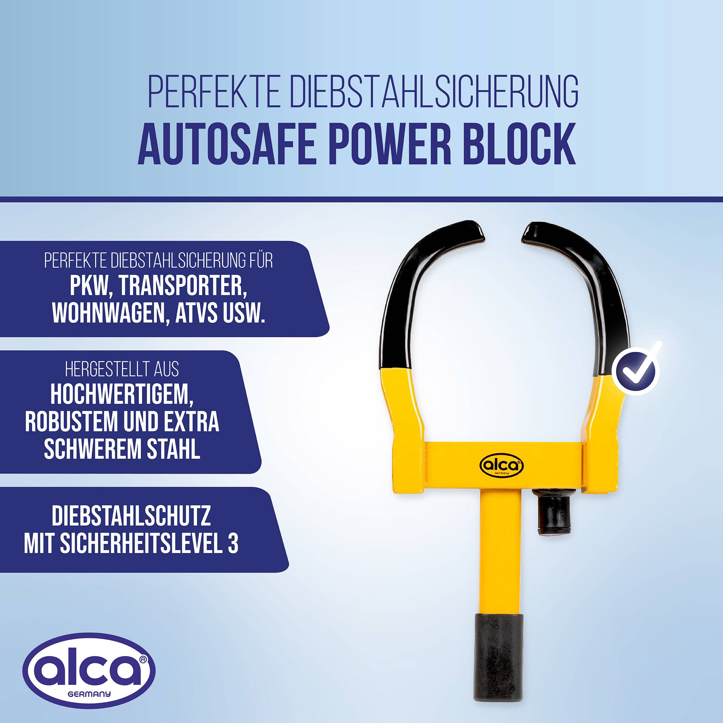 alca Radkralle Parkkralle Diebstahlsicherung ausziehbar max. Reifenbreite 265mm Wegfahrsperre Auto Hänger Camping