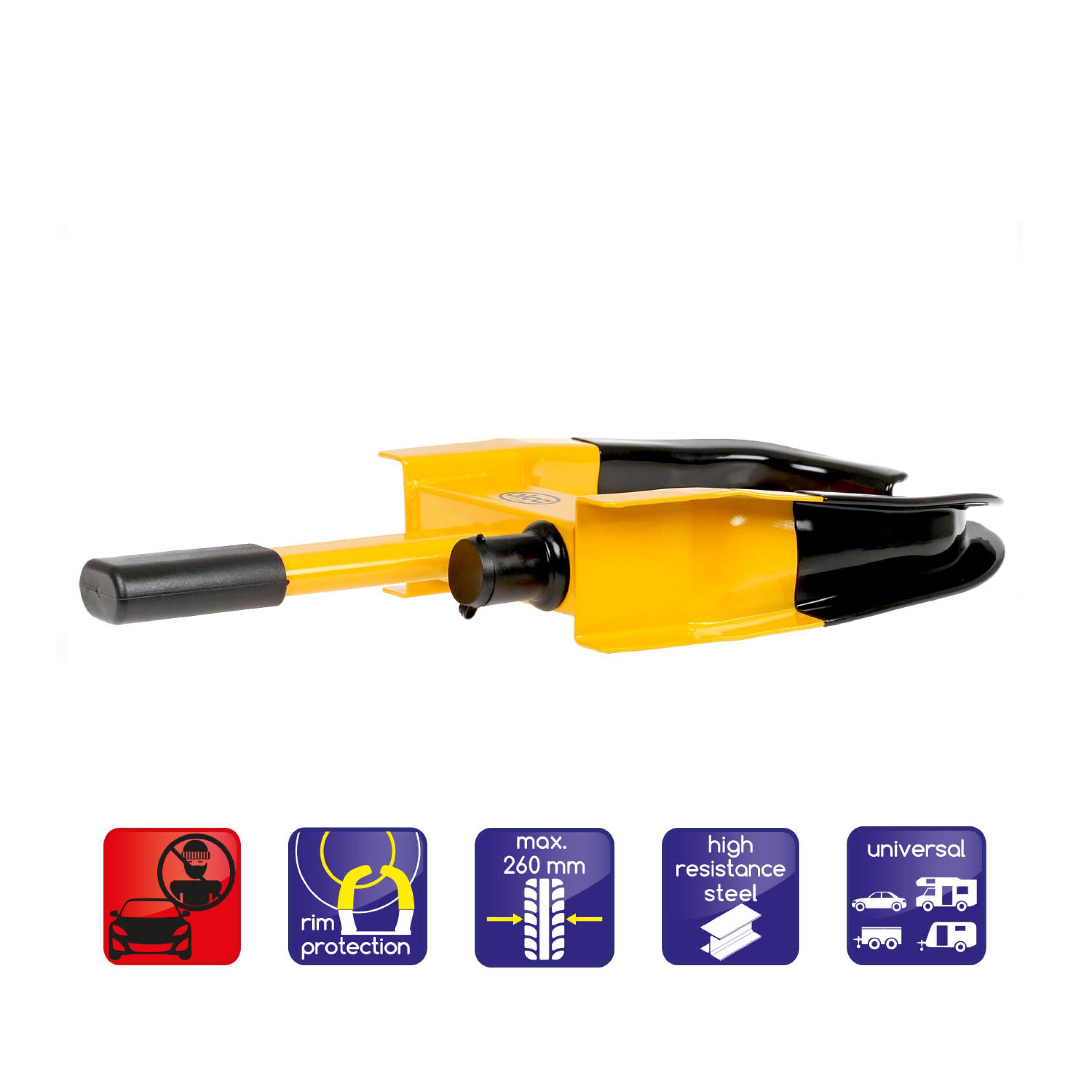 alca Radkralle Parkkralle Diebstahlsicherung ausziehbar max. Reifenbreite 265mm Wegfahrsperre Auto Hänger Camping