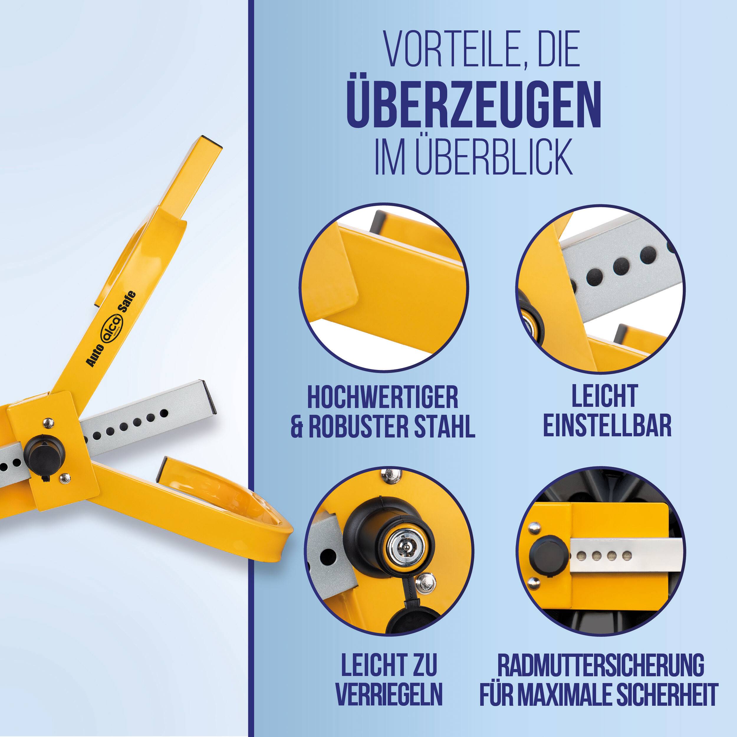 alca® Radkralle Parkkralle SUV 16 bis 19 Zoll Breite mx 245mm mit Schlüssel