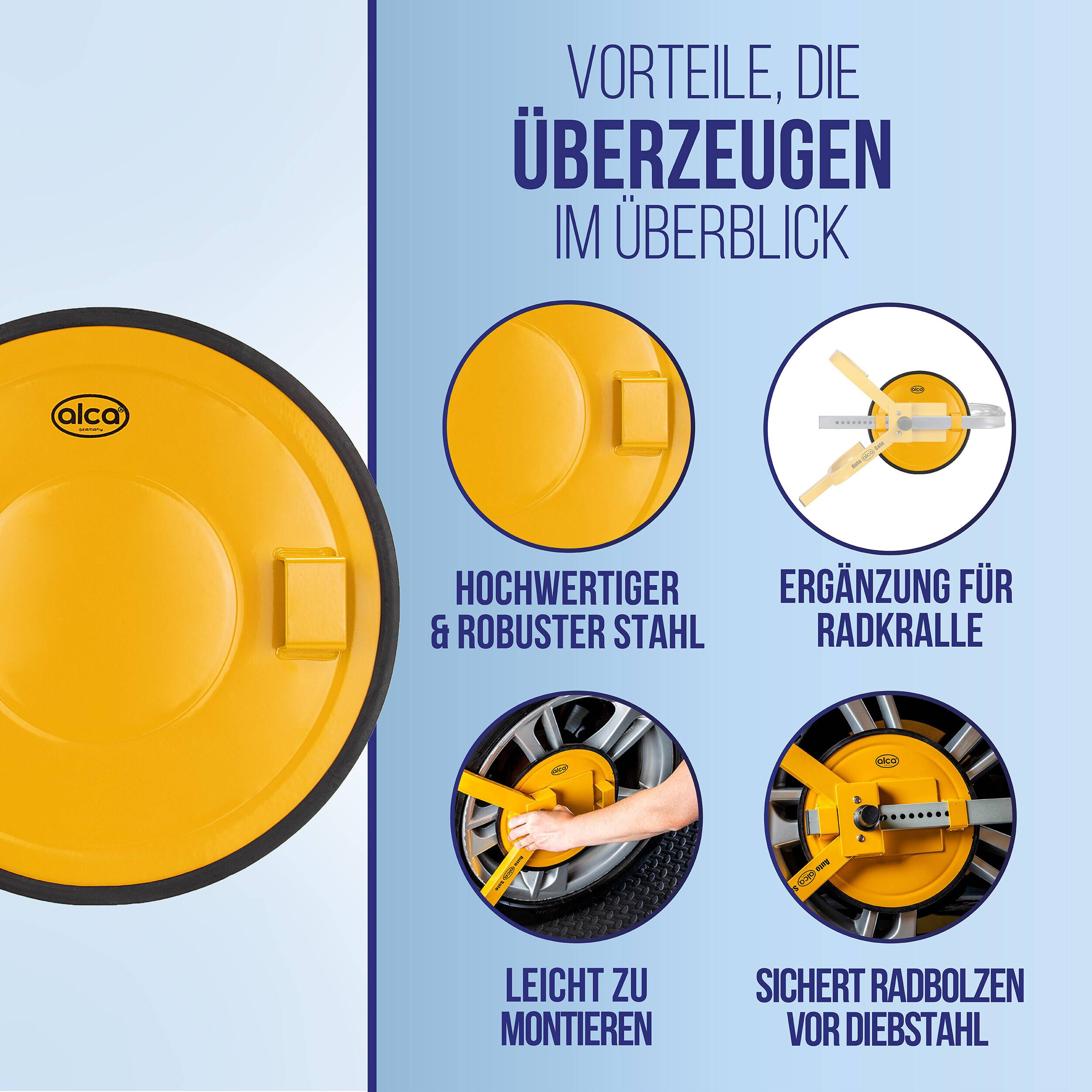 alca® Radbolzenabdeckung zum Ersatz für Radkralle M und XL Diebstahlschutz