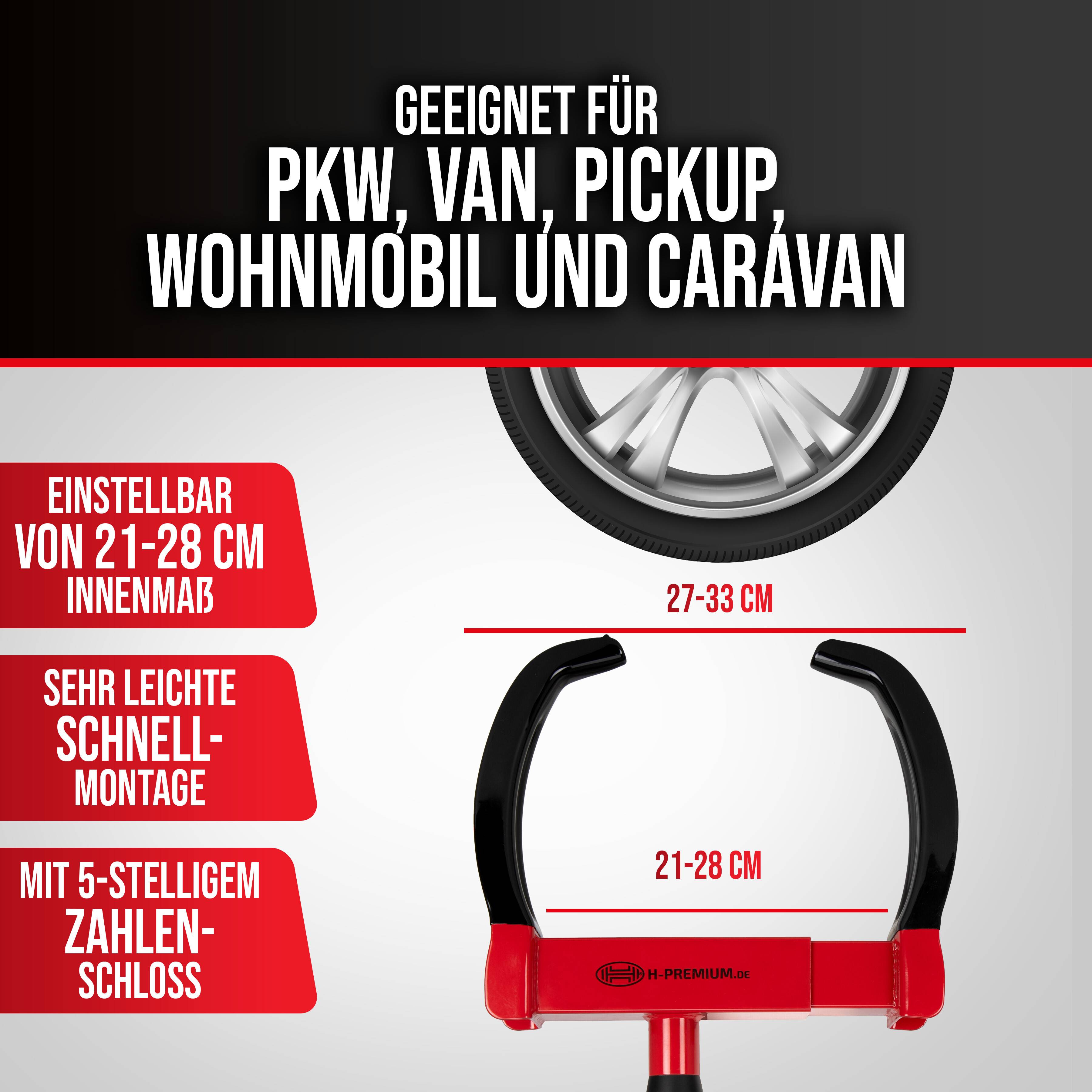 HEYNER® Radkralle mit Radkasten und Felgenschutz, Wegfahrsperre inkl. Tasche für PKW, Wohnwagen, Anhänger, Transporter