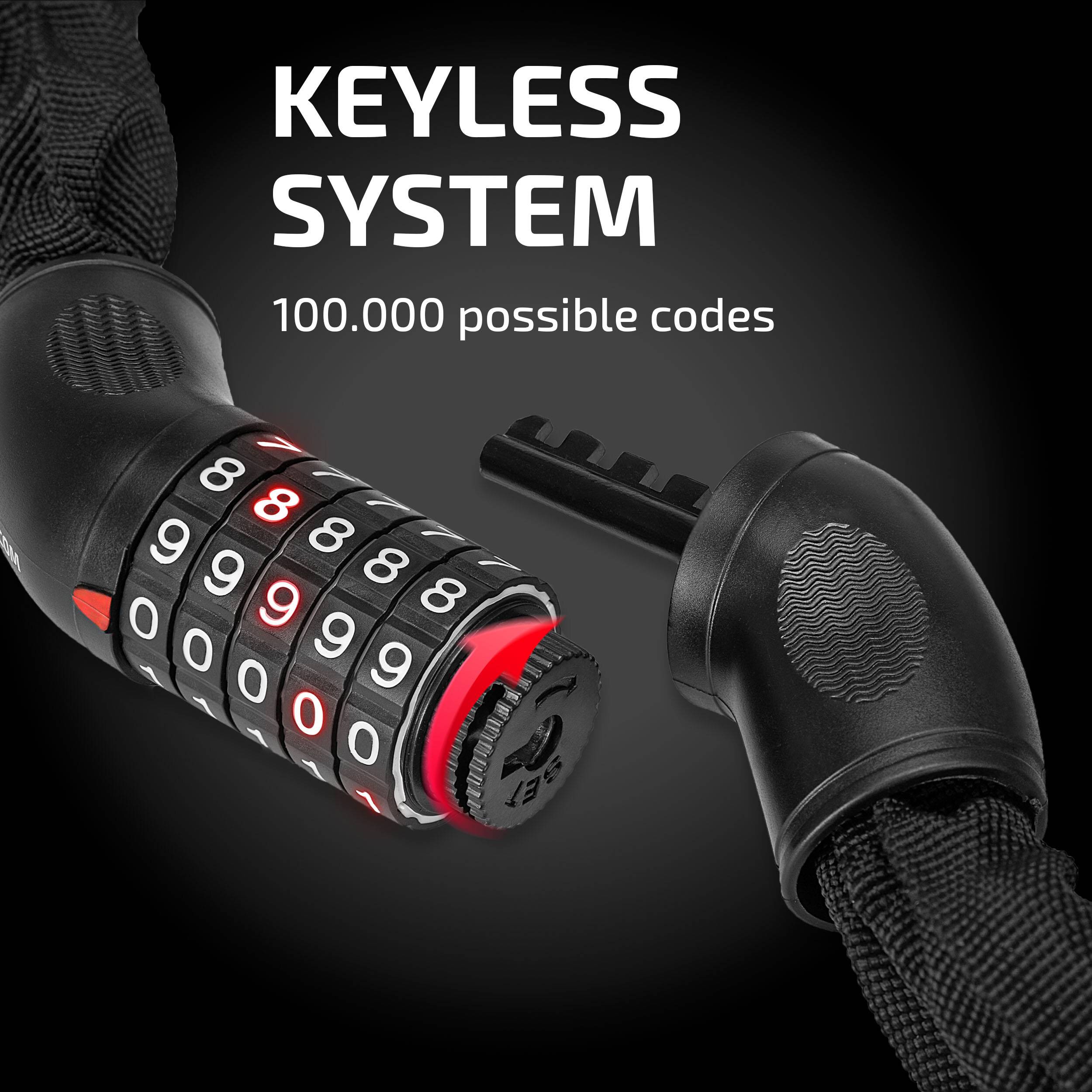 HEYNER® Fahrradschloss, Kettenschloss, Hochsicherheits-Zahlenschloss, Diebstahlschutz 90 cm