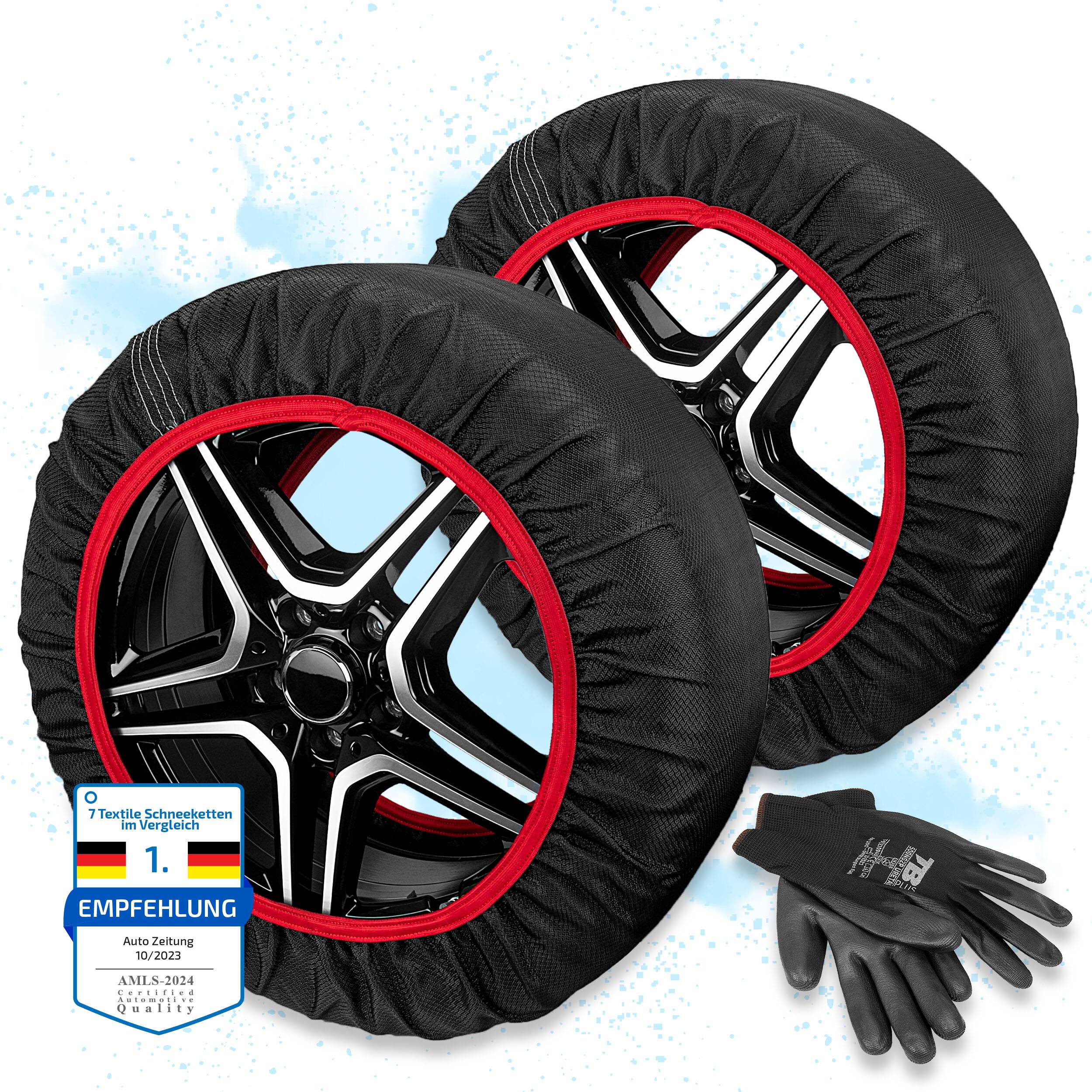 Heyner® Schneeketten Textilschneeketten Anfahrhilfe Stoffketten Snowsocks aus Stoff 2 Stück, Größe M 13"-18"