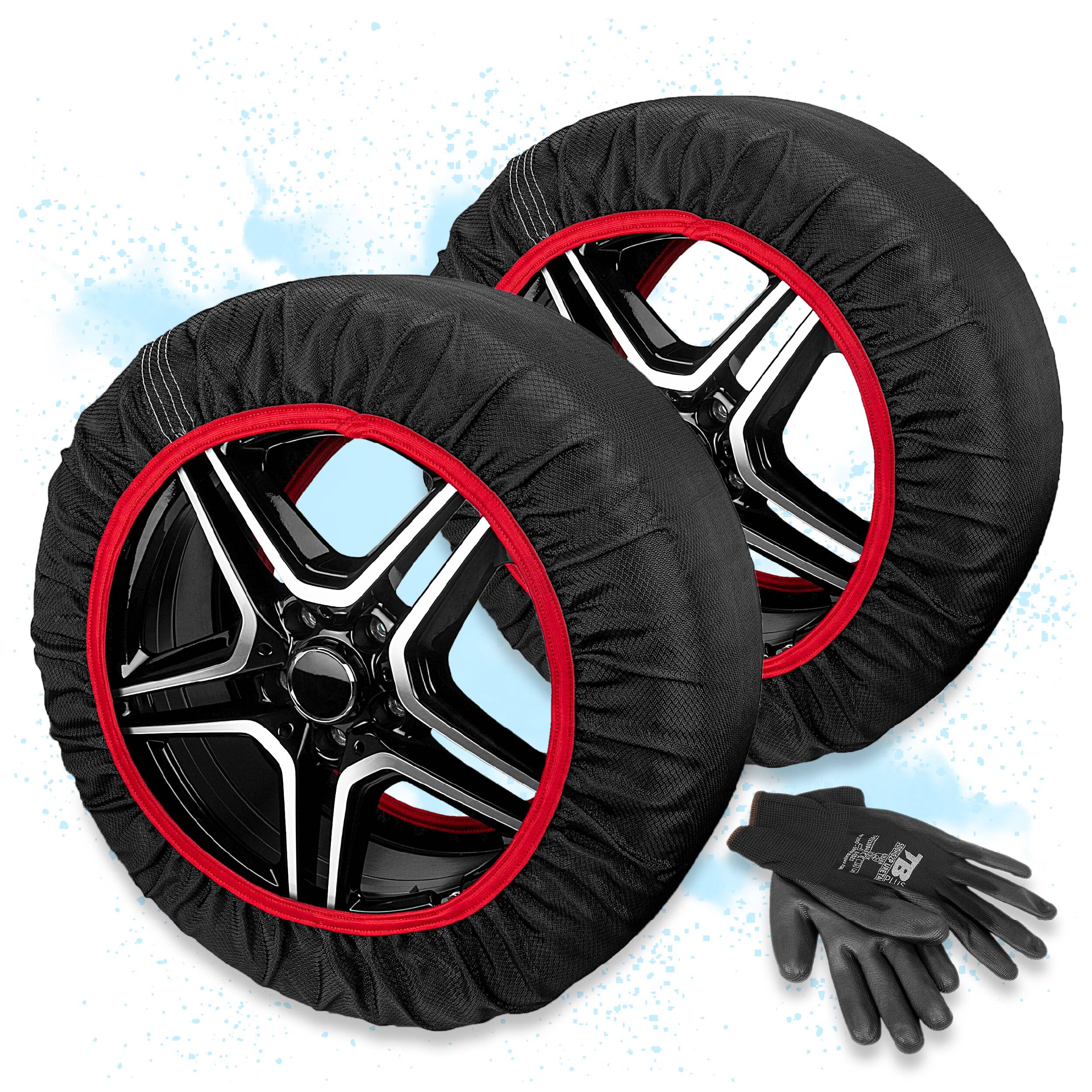 Heyner® Schneeketten I 14"-20" Textilschneeketten inkl. Handschuhe 205 55 R16, 225 55 R17, 215 55 R17-2er Set für