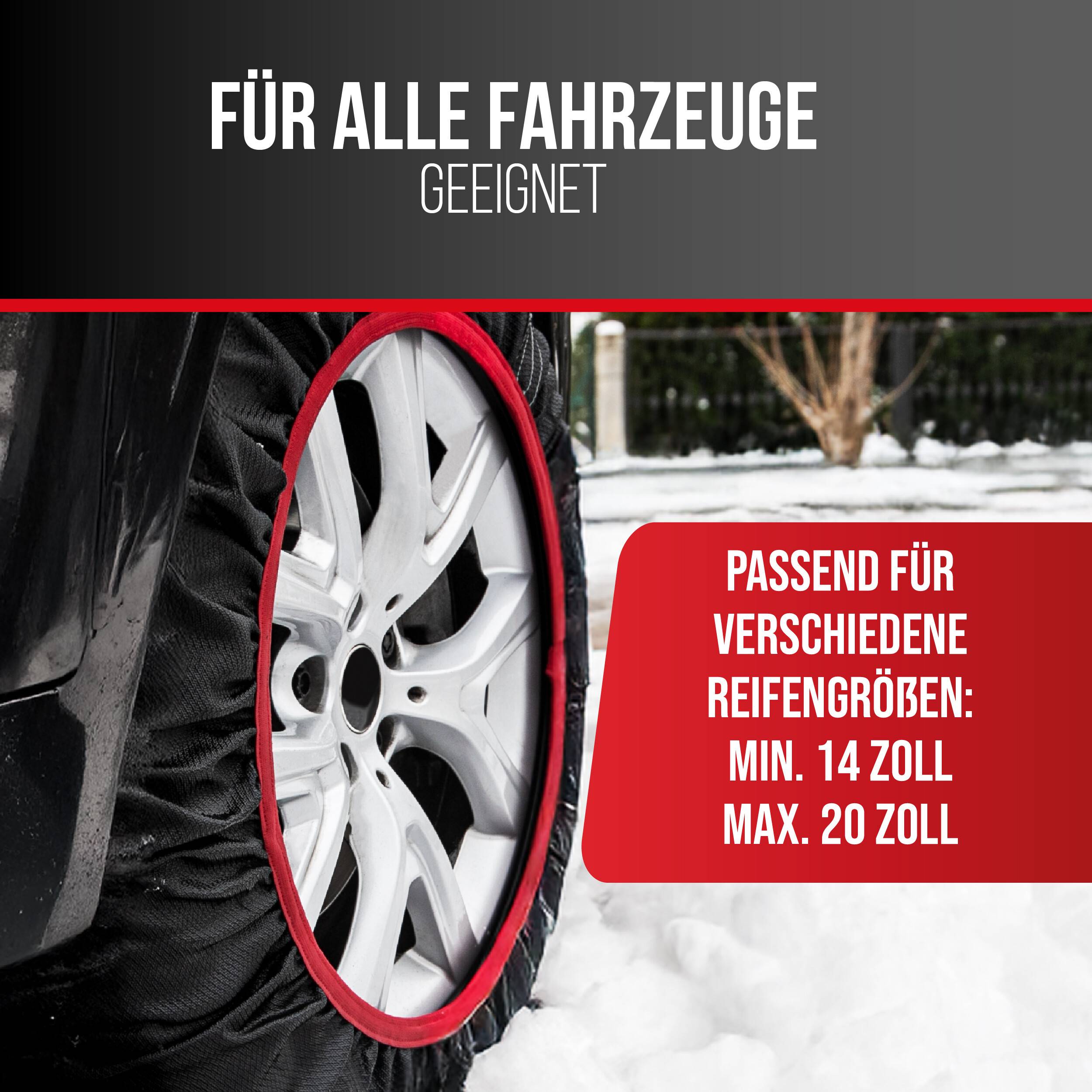 Heyner® Schneeketten Textilschneeketten Anfahrhilfe Stoffketten Snowsocks aus Stoff 2 Stück, Größe L 14"-20"